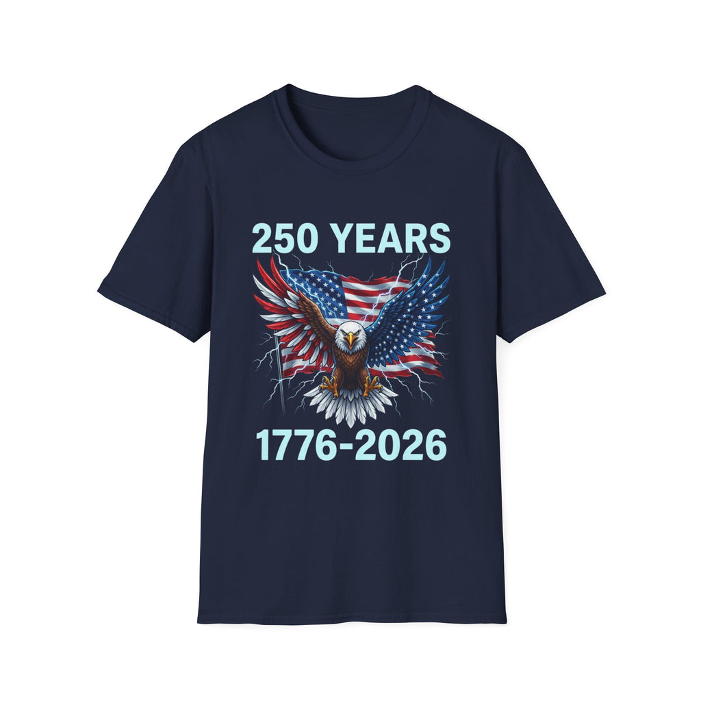 250 Years 1776–2026 Eagle & American Flag T-Shirt — Patriotic 250th Anniversary Tee