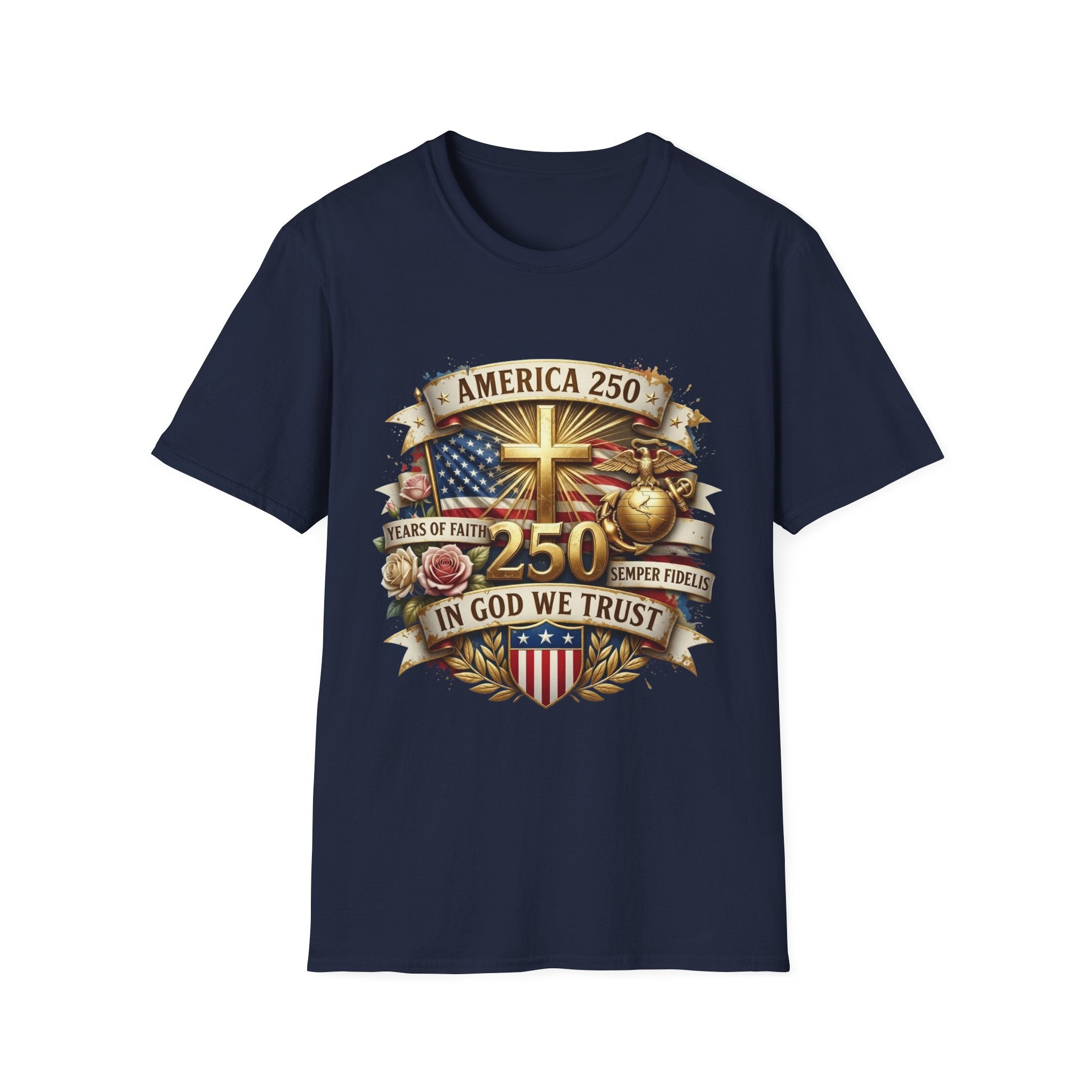 America 250 Christian T-Shirt — "In God We Trust" Patriotic Faith Tee