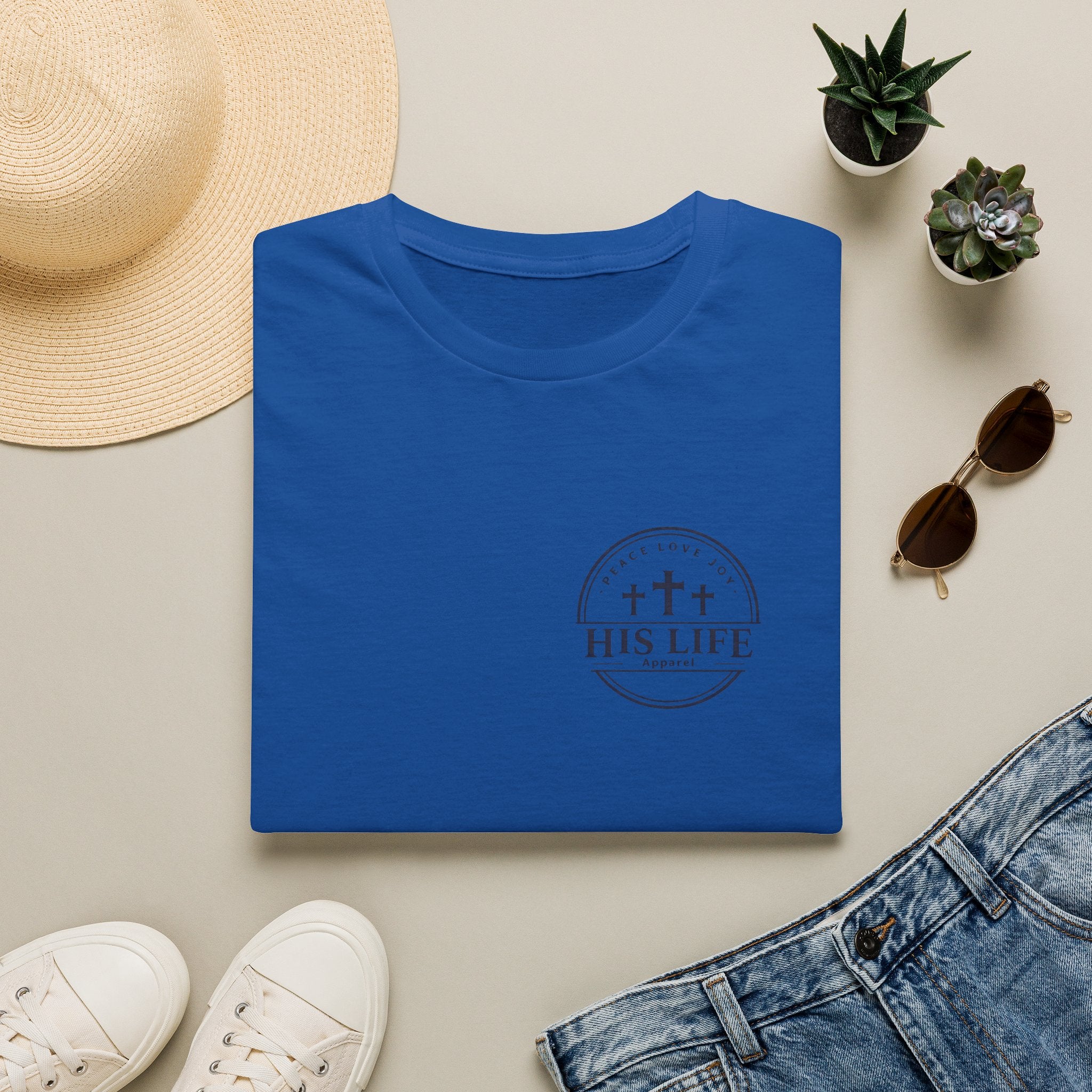 His Life Christian America 250 T-Shirt — Small Cross Logo Faith Tee