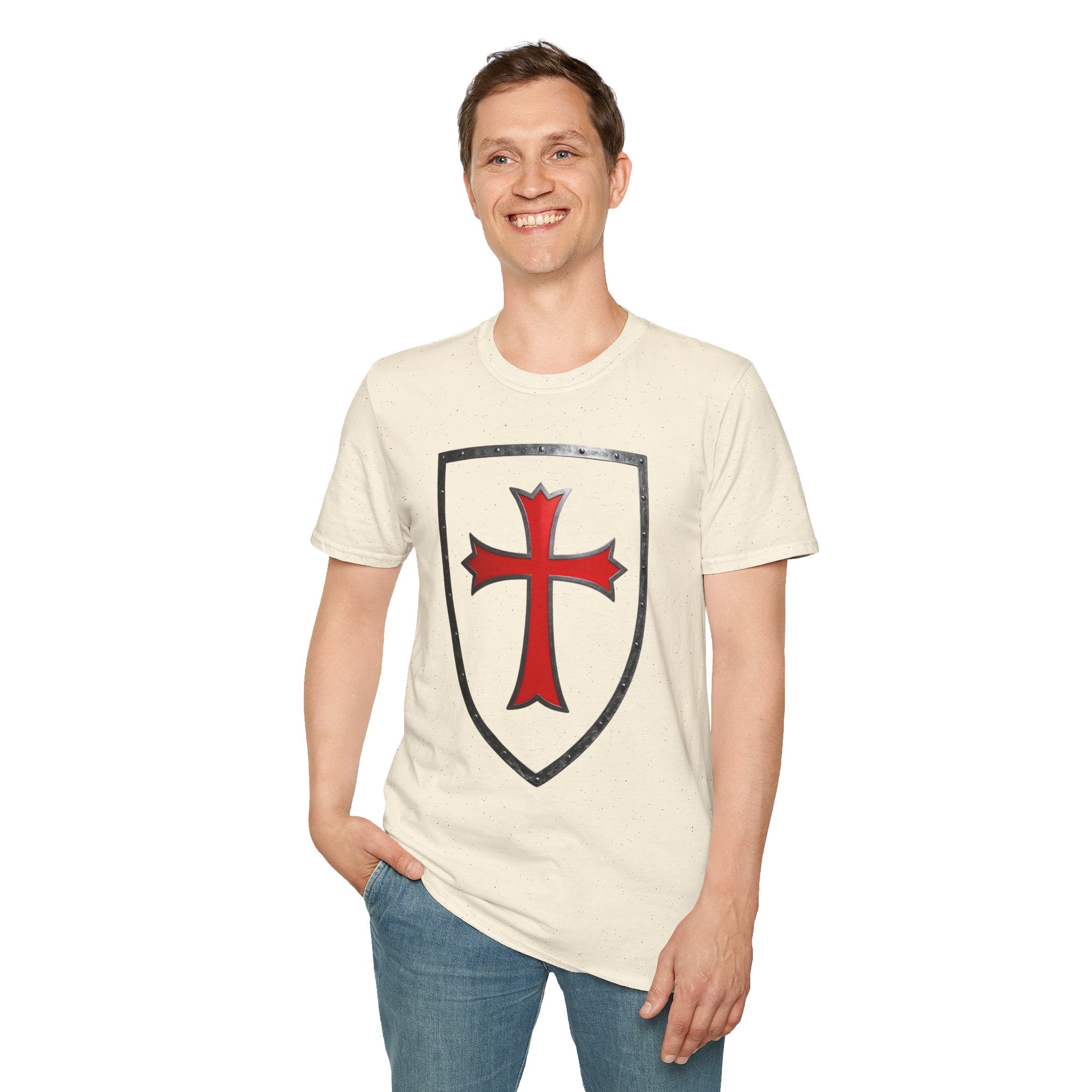 Crusader Shield T-Shirt — Red Cross Medieval Shield Tee