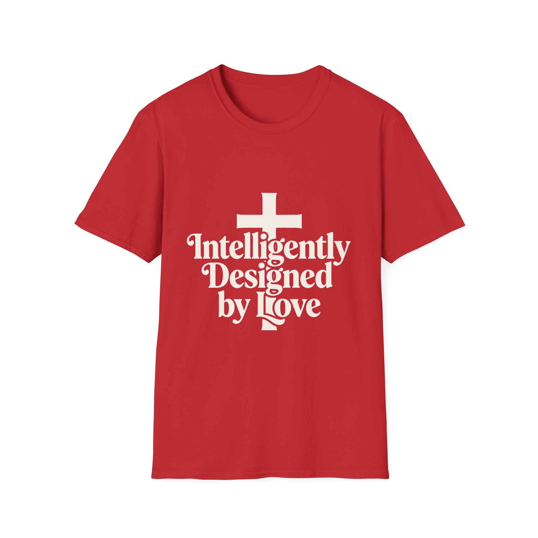 Christian T-Shirt — "Intelligently Designed by Love" Cross Faith Tee