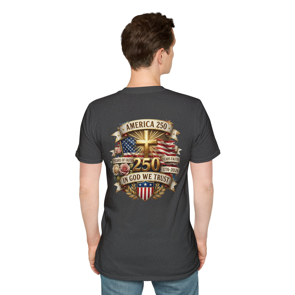 His Life Apparel Christian American 250 T‑Shirt — Three Crosses Faith Graphic