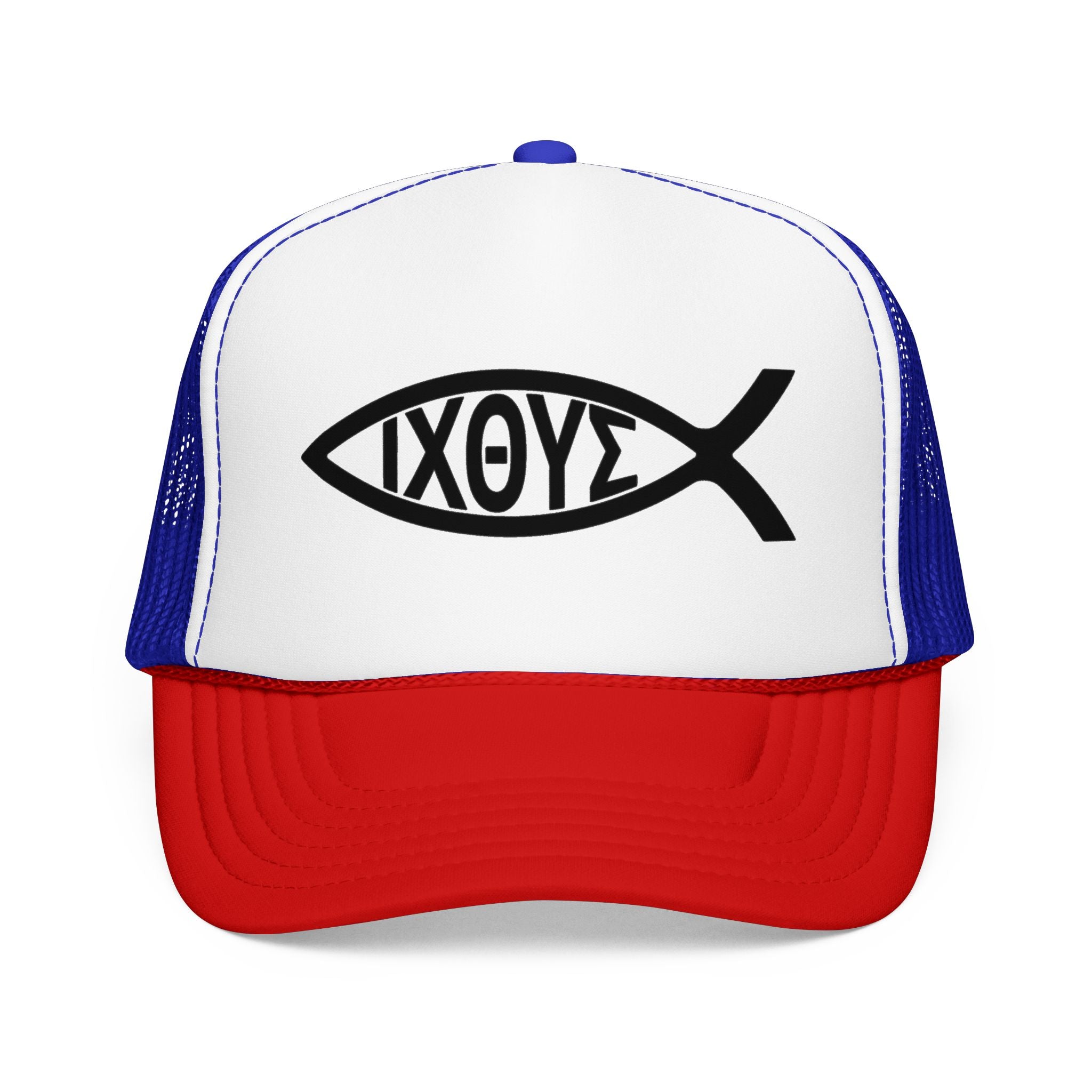 Christian Fish Trucker Hat with ΙΧΘΥΣ Ichthys Design