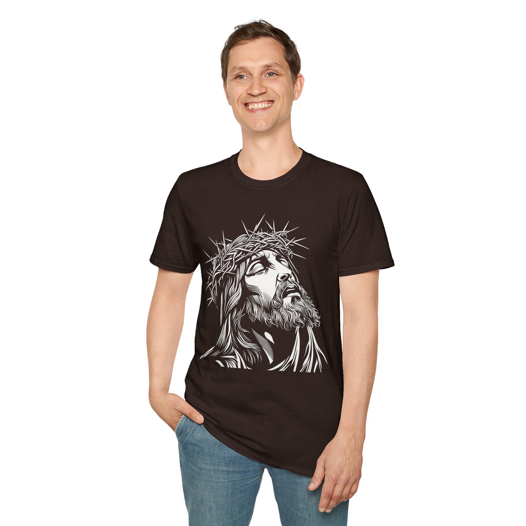 Jesus Portrait T-Shirt – Crown of Thorns Christian Faith Tee