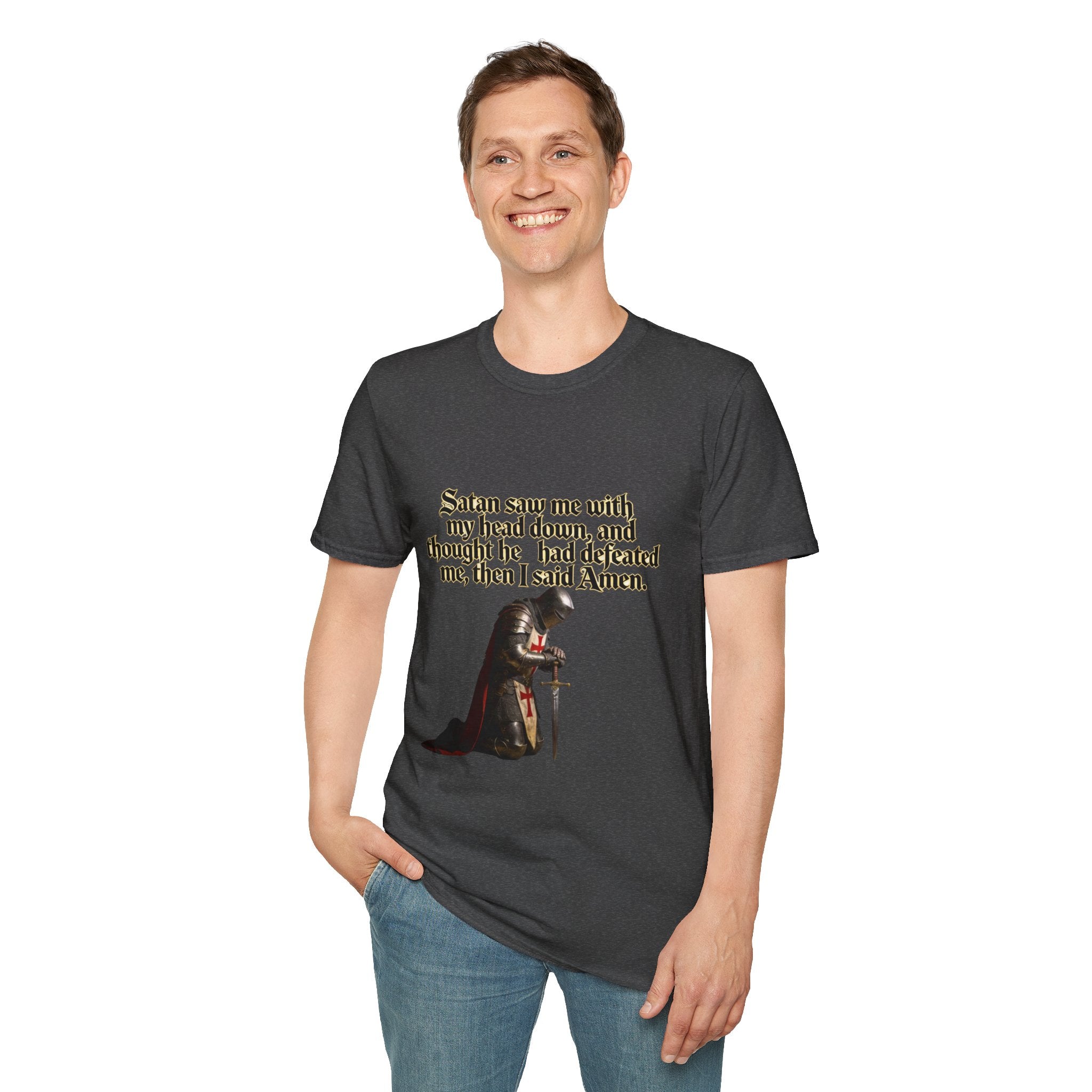 Christian Prayer T‑Shirt — "Satan Saw Me…Then I Said Amen" Faith Tee