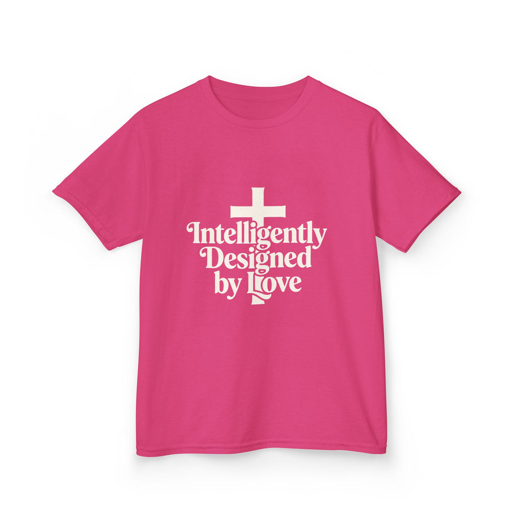 Kids Tee – "Intelligently Designed by Love" Christian Cross Shirt