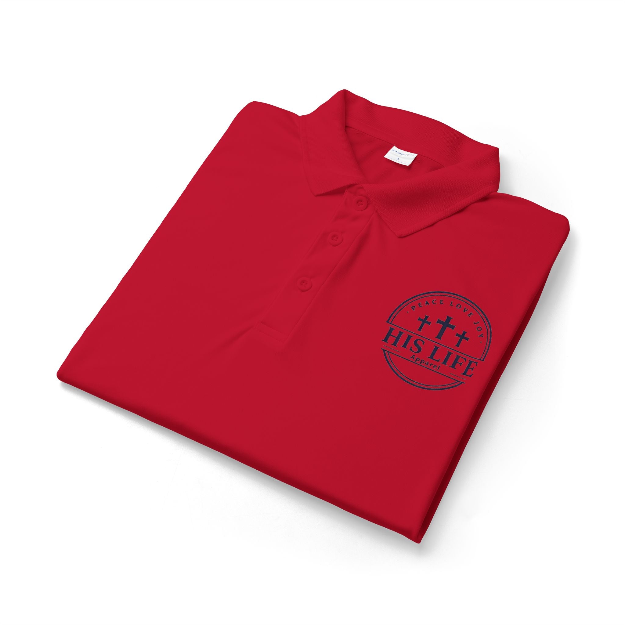 His Life Polo Shirt — Christian Cross Faith Logo Embroidered Polo