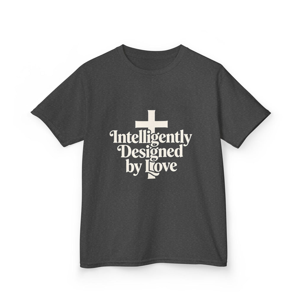Kids Tee – "Intelligently Designed by Love" Christian Cross Shirt