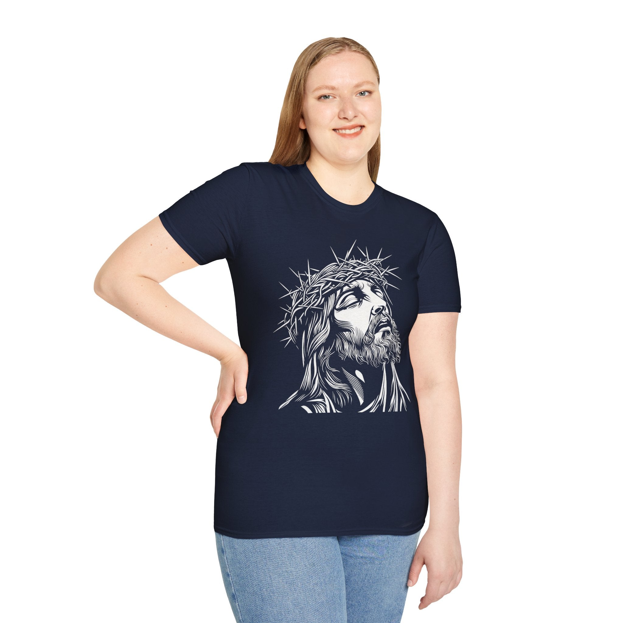Jesus Portrait T-Shirt – Crown of Thorns Christian Faith Tee