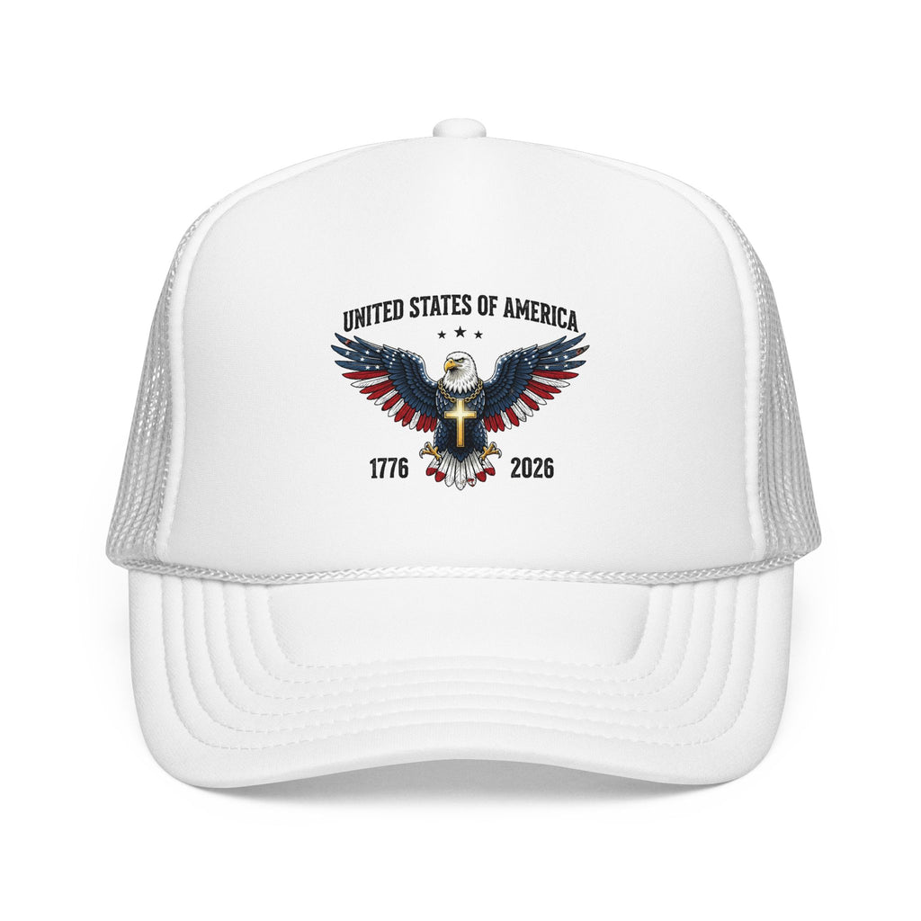 American Eagle Trucker Hat – Patriotic Cross & Flag Design