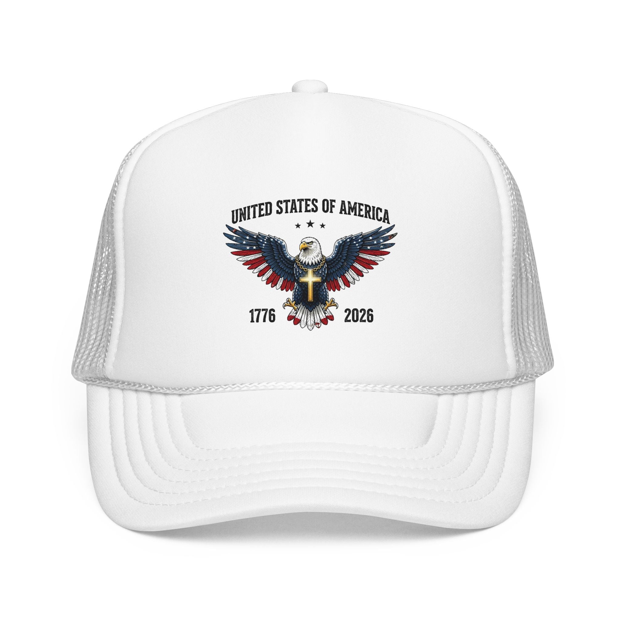 American Eagle Trucker Hat – Patriotic Cross & Flag Design