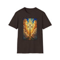 Christian Cross T-Shirt — Stained Glass Sunrise Faith Tee
