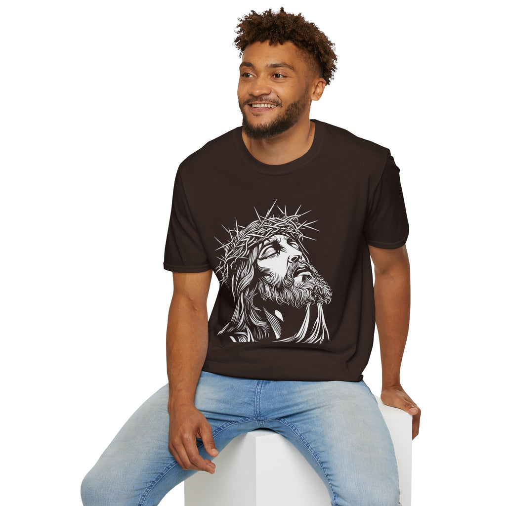 Jesus Portrait T-Shirt – Crown of Thorns Christian Faith Tee