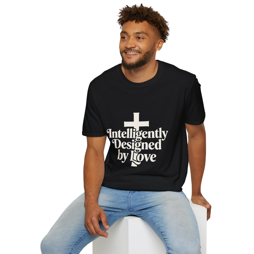 Christian T-Shirt — "Intelligently Designed by Love" Cross Faith Tee