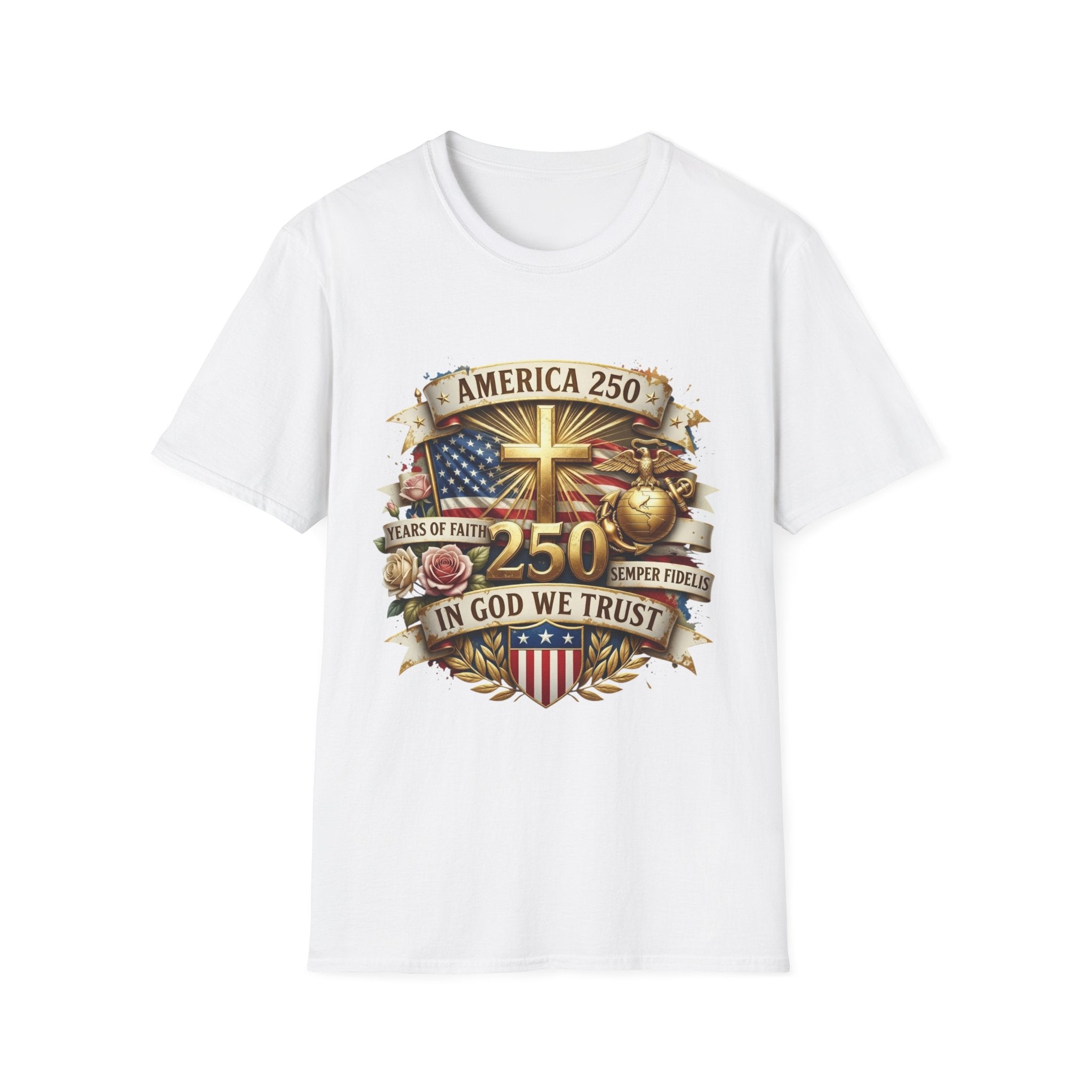 America 250 Christian T-Shirt — "In God We Trust" Patriotic Faith Tee