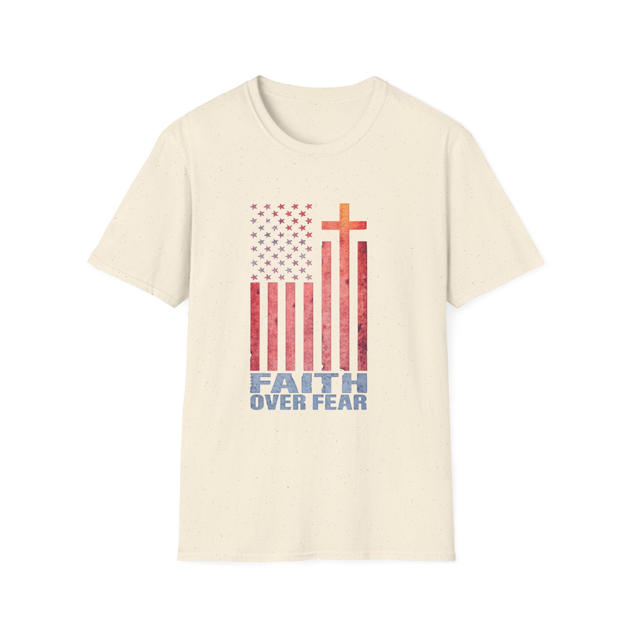 Faith Over Fear American Flag T-Shirt — Christian Cross Patriotic Tee