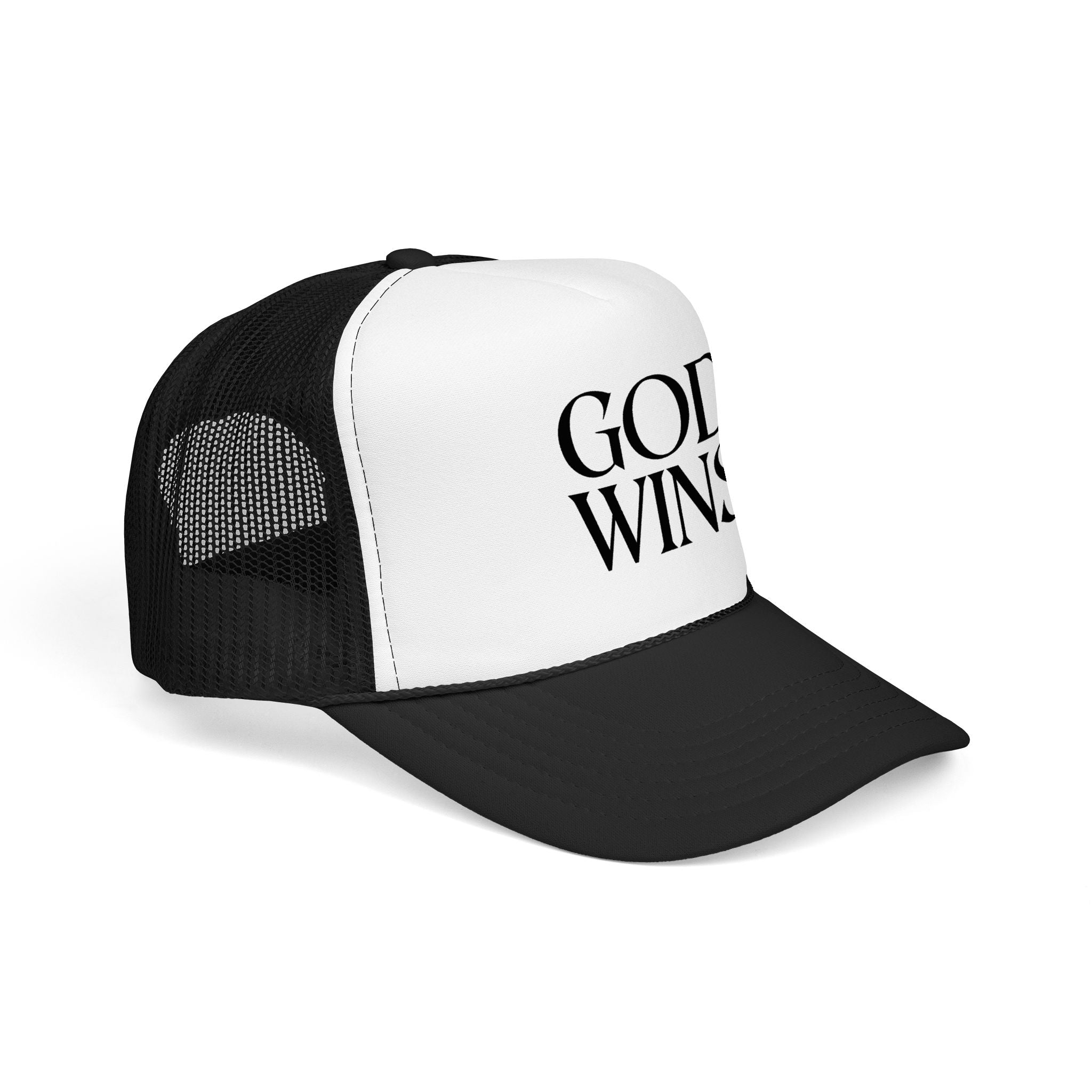 God Wins Trucker Hat — Christian Message Foam Mesh Cap