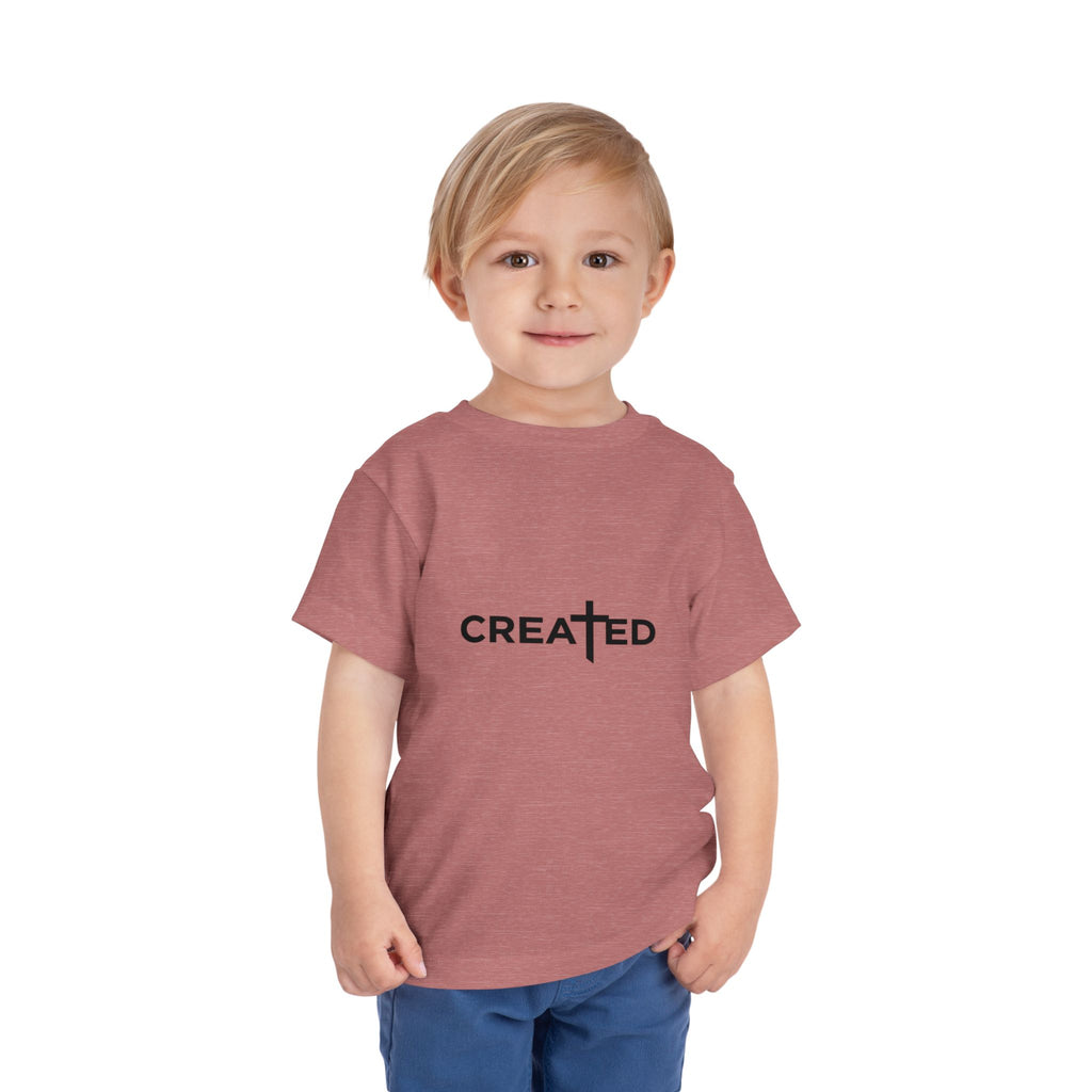 Toddler Tee — "Created" Cross Logo Christian Baby Shirt