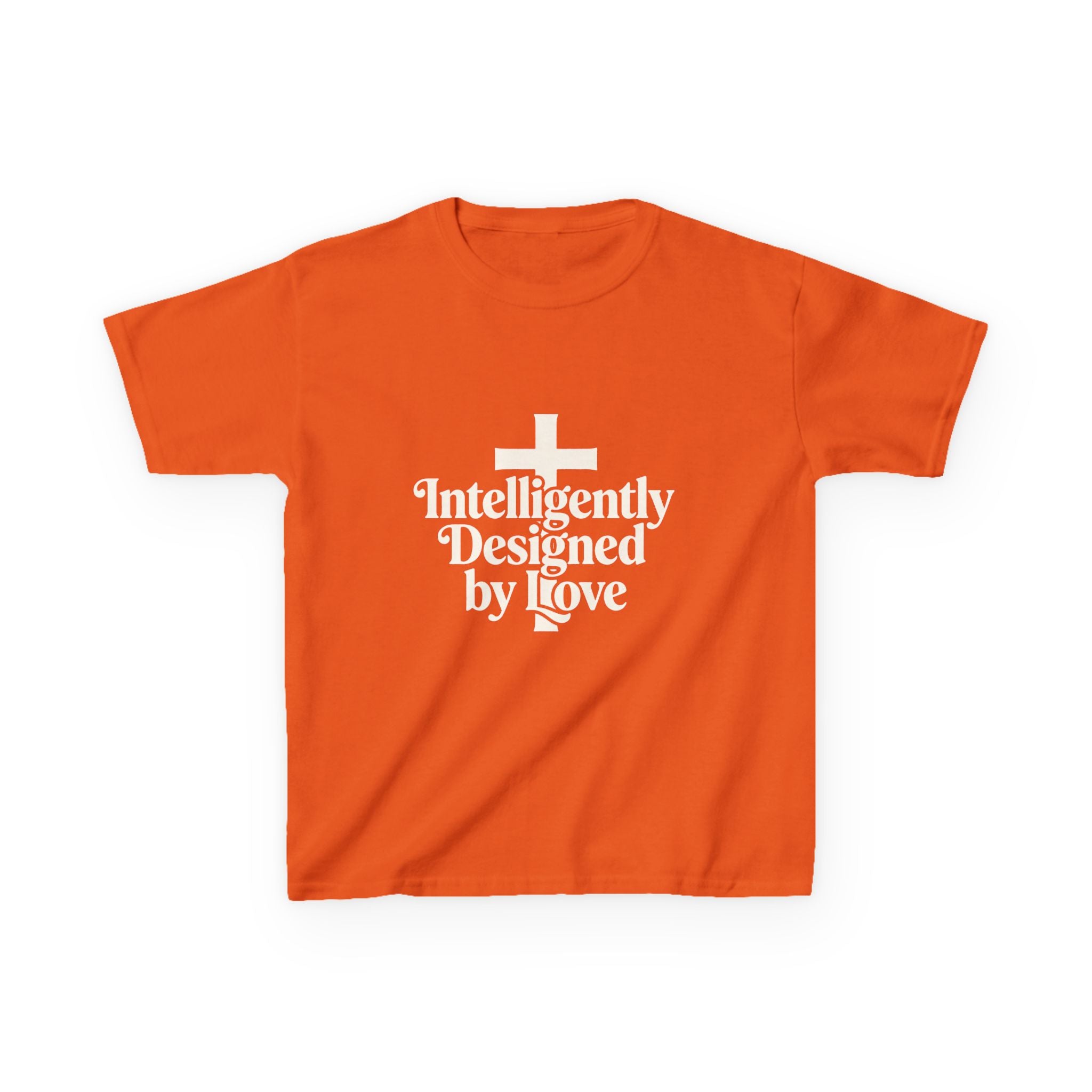 Kids Tee – "Intelligently Designed by Love" Christian Cross Shirt