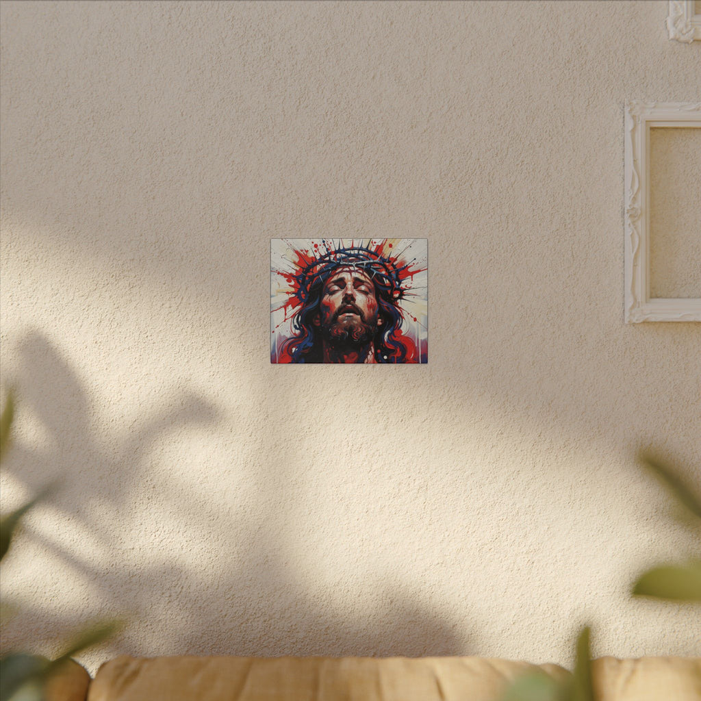 Jesus Christ Crown of Thorns Canvas Wall Art — Dramatic Religious Portrait