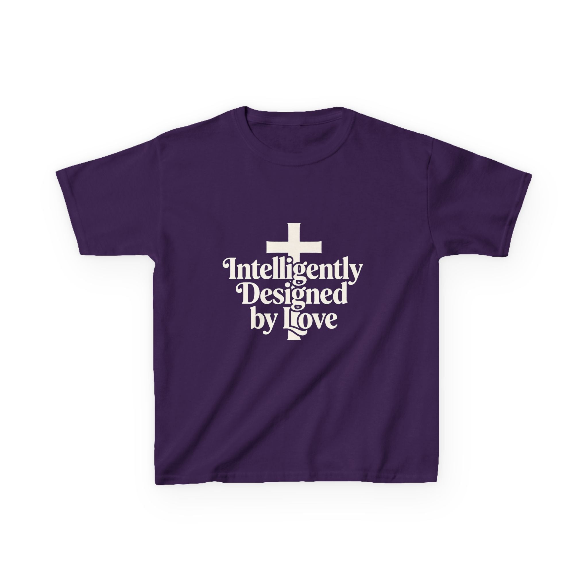 Kids Tee – "Intelligently Designed by Love" Christian Cross Shirt