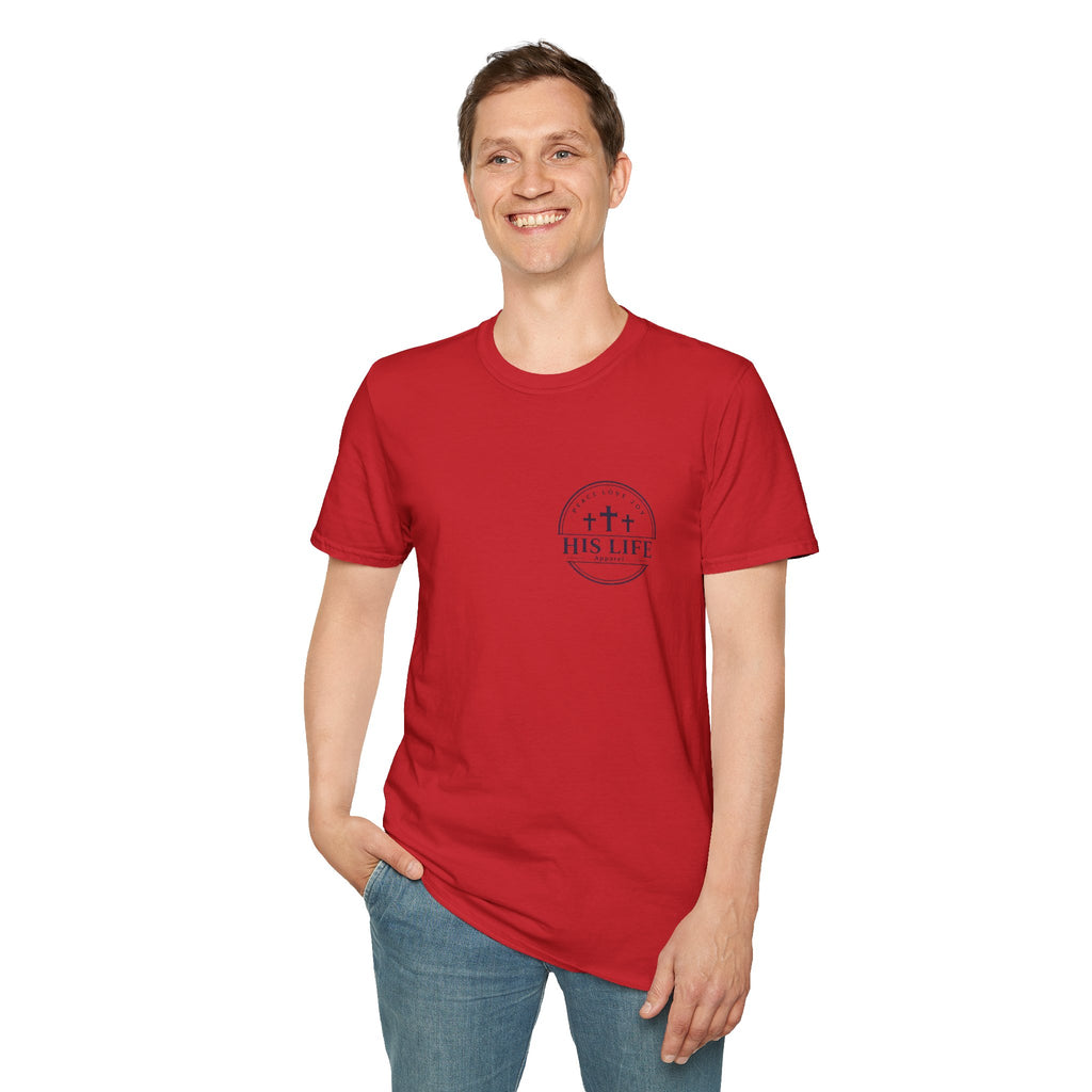 His Life Apparel Christian American 250 T‑Shirt — Three Crosses Faith Graphic