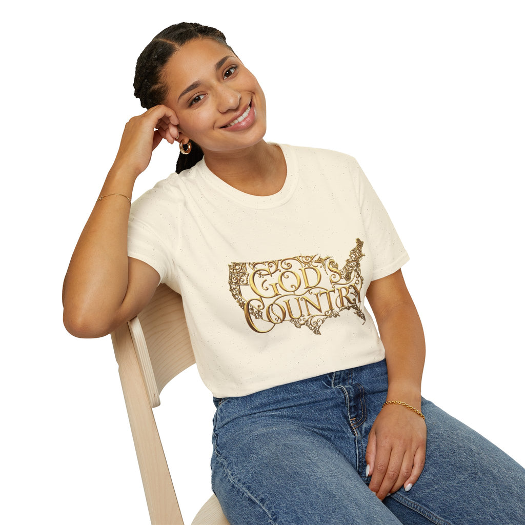 God's Country T-Shirt — Vintage USA Map Faith Tee