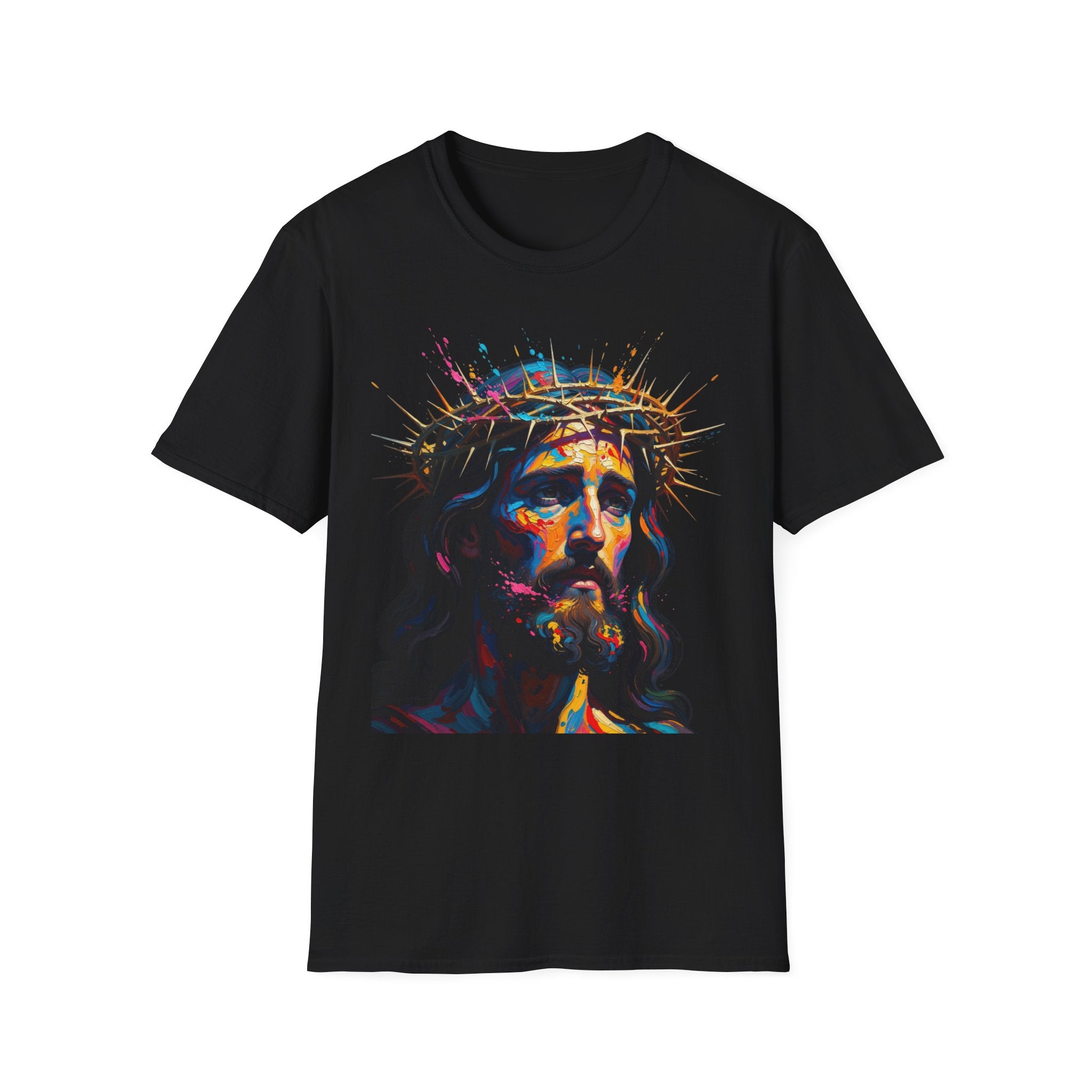 Jesus with Crown of Thorns T-Shirt | Colorful Portrait, Religious Christian Tee
