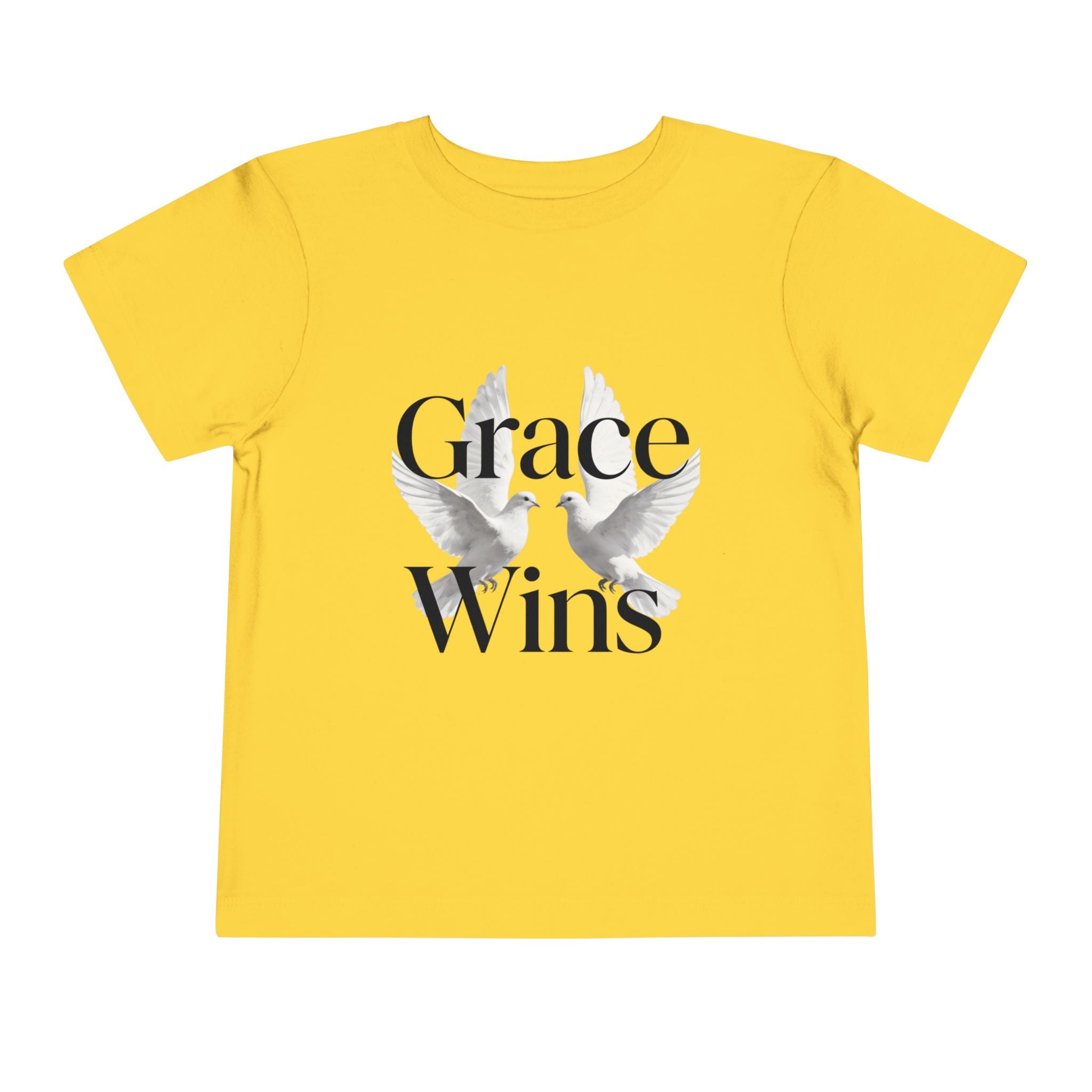 Toddler Tee — "Grace Wins" Dove Graphic Christian Short Sleeve Shirt