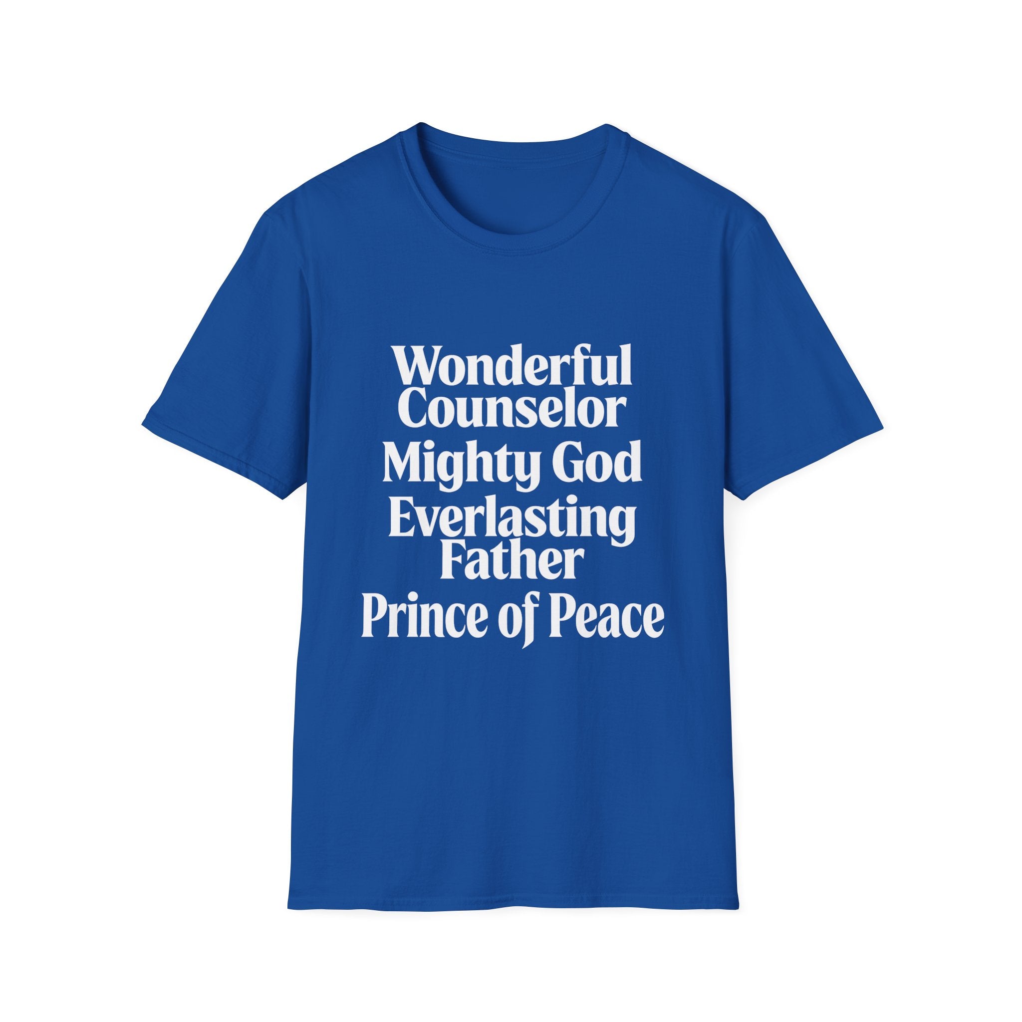 Names of Jesus from Isaiah T-Shirt — Plain Softstyle Crew Tee