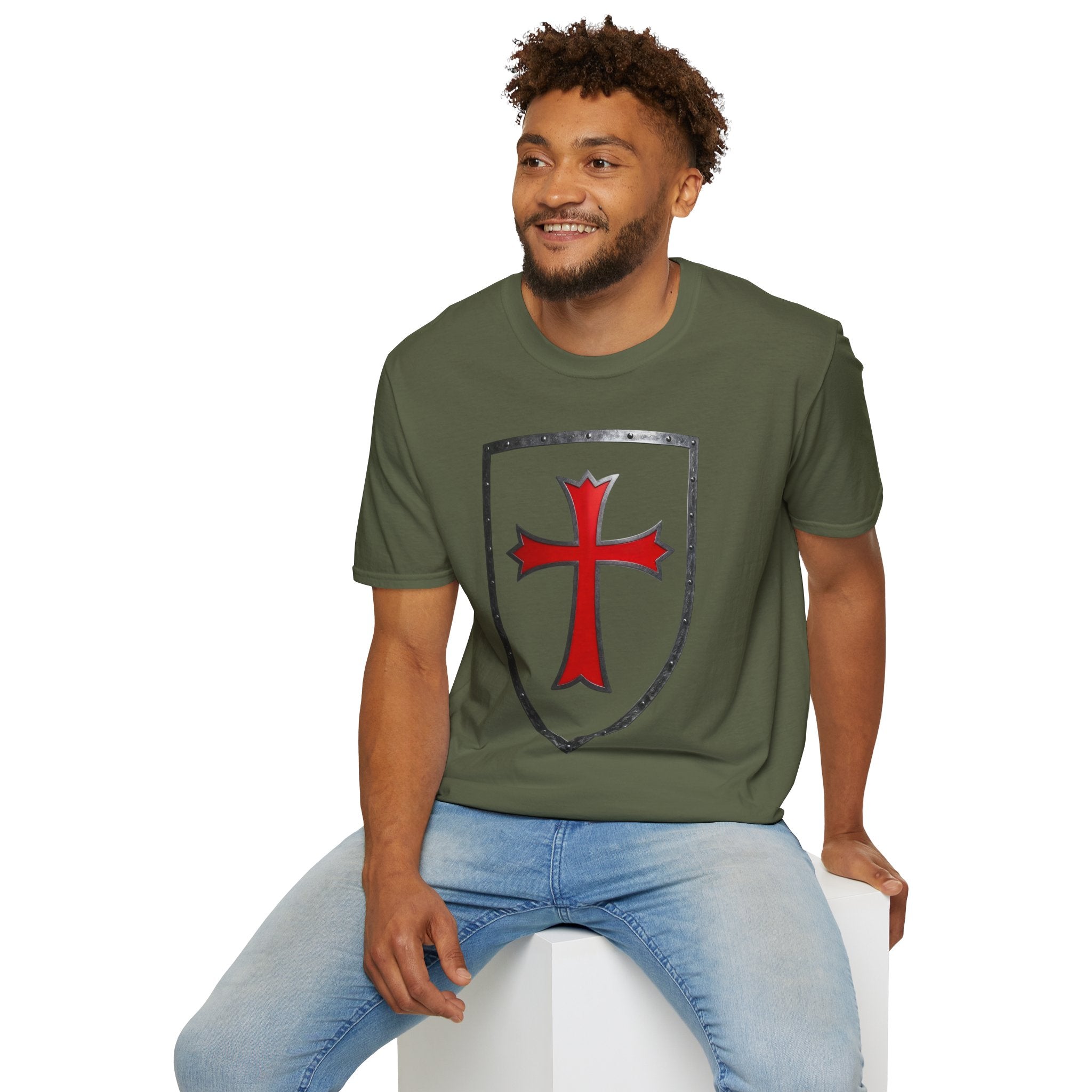Crusader Shield T-Shirt — Red Cross Medieval Shield Tee