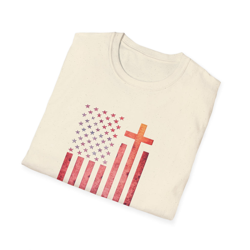 Faith Over Fear American Flag T-Shirt — Christian Cross Patriotic Tee