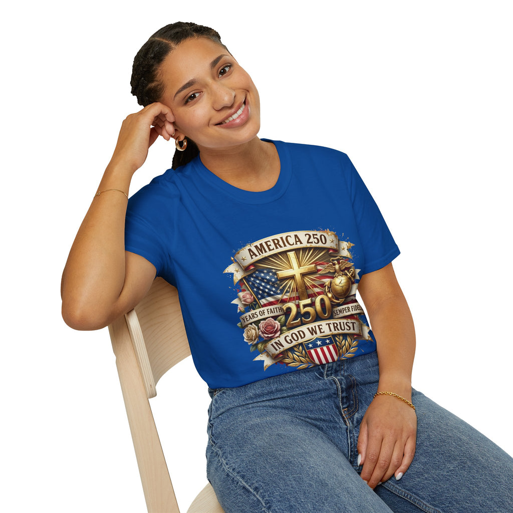 America 250 Christian T-Shirt — "In God We Trust" Patriotic Faith Tee