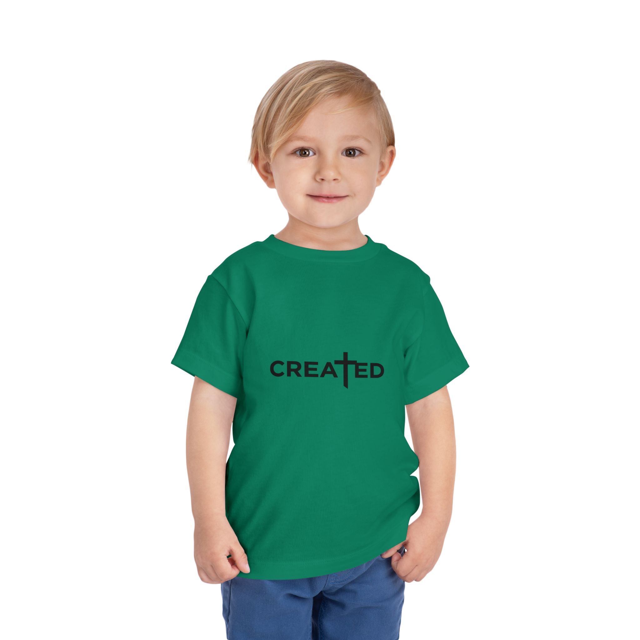 Toddler Tee — "Created" Cross Logo Christian Baby Shirt