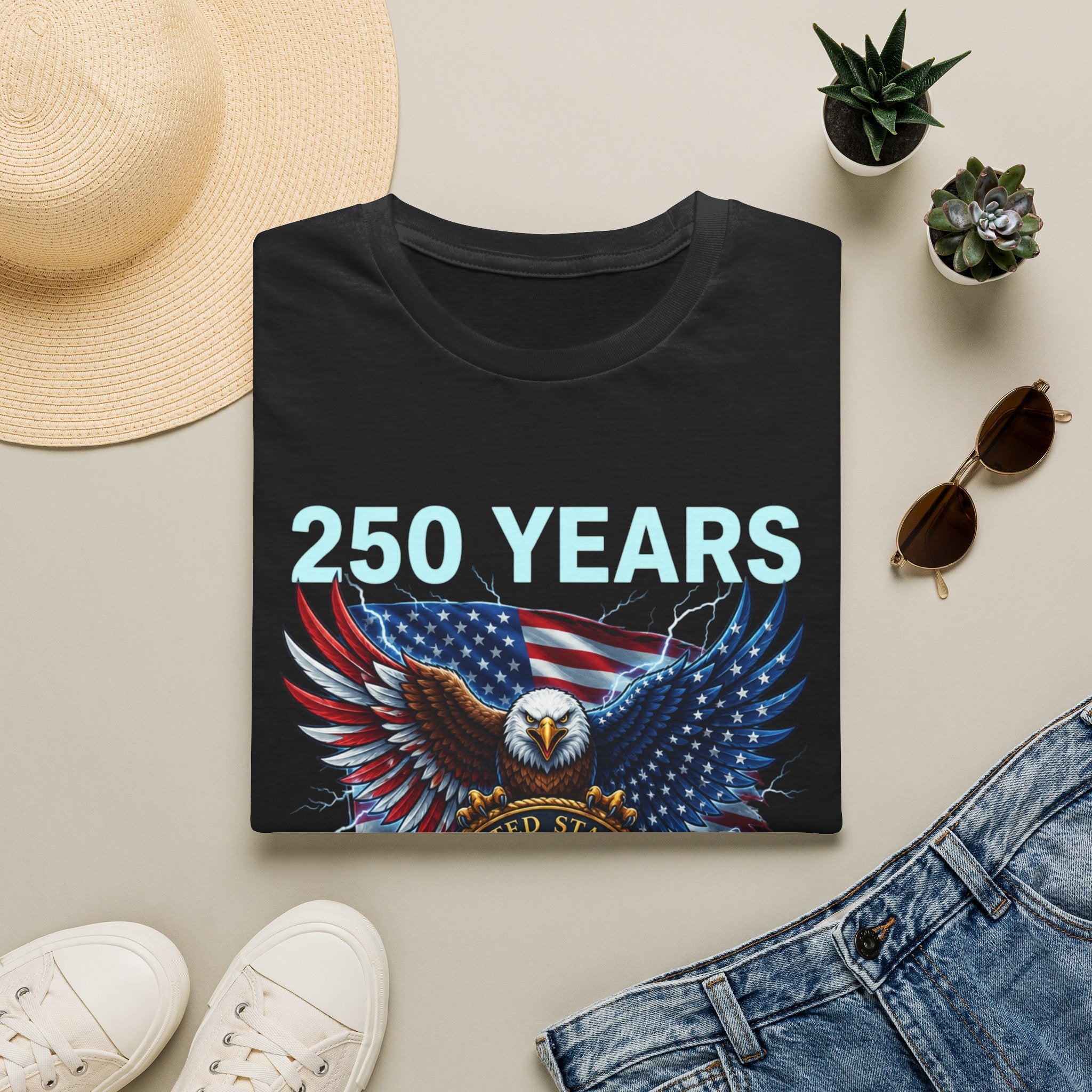 250 Years 1776–2026 Eagle Flag T-Shirt — Patriotic USA Anniversary Tee