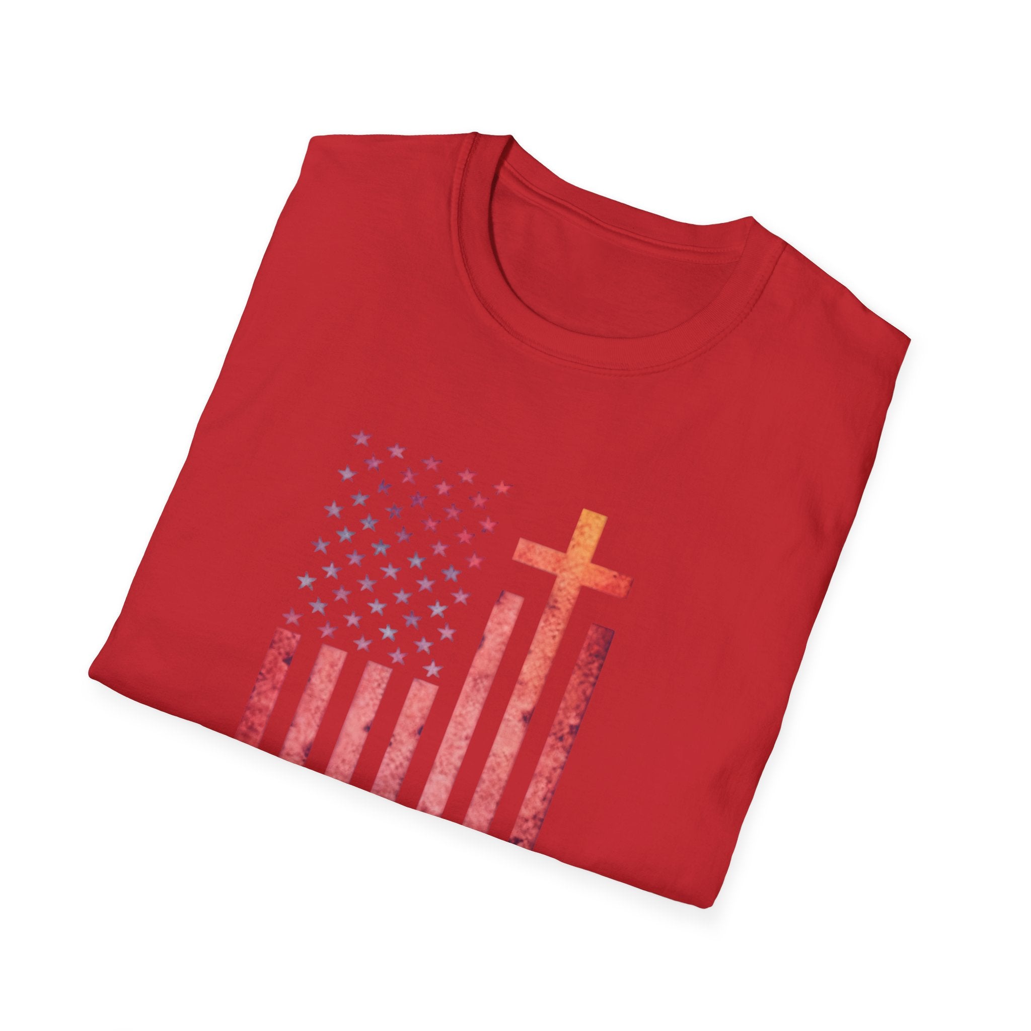 Faith Over Fear American Flag T-Shirt — Christian Cross Patriotic Tee