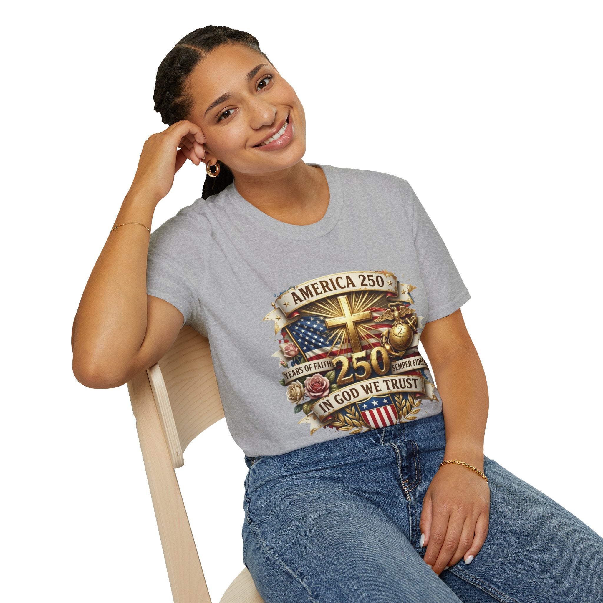 America 250 Christian T-Shirt — "In God We Trust" Patriotic Faith Tee