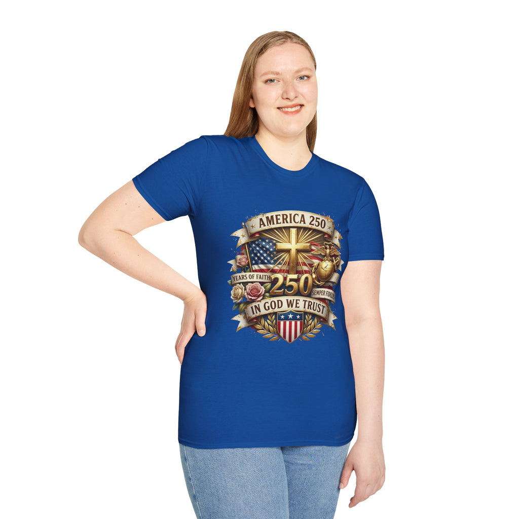 America 250 Christian T-Shirt — "In God We Trust" Patriotic Faith Tee