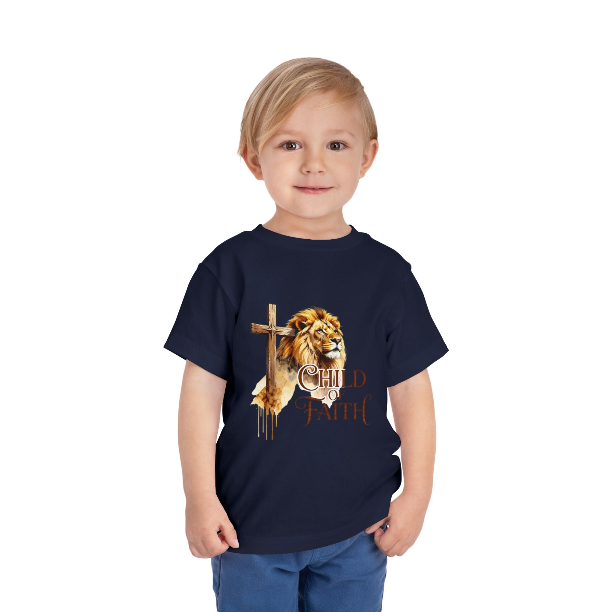 Child of Faith Toddler Tee — Lion & Cross Christian Kids Shirt