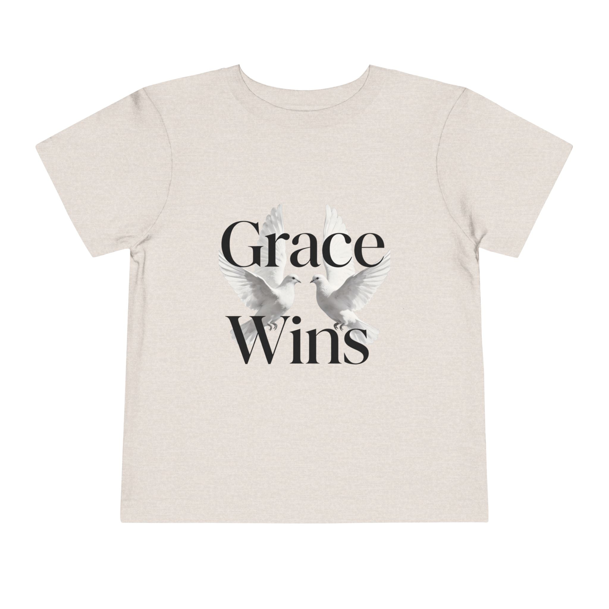 Toddler Tee — "Grace Wins" Dove Graphic Christian Short Sleeve Shirt