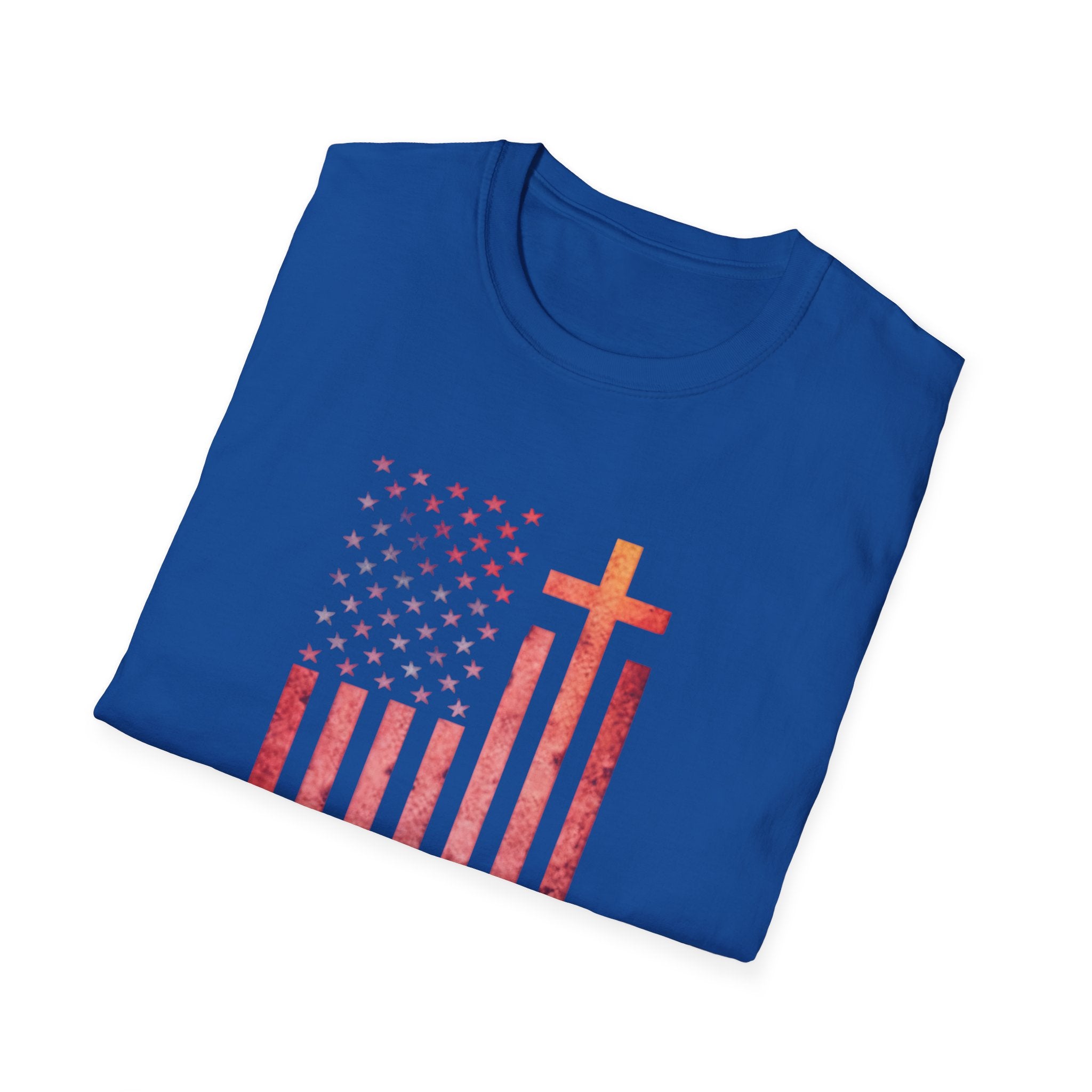 Faith Over Fear American Flag T-Shirt — Christian Cross Patriotic Tee