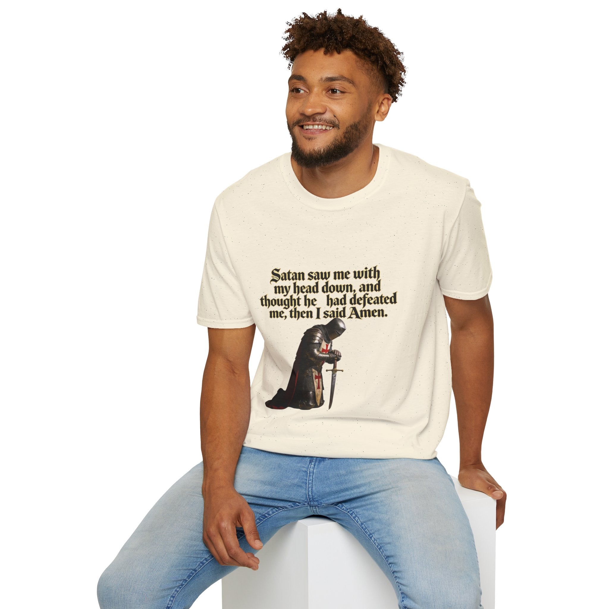 Christian Prayer T‑Shirt — "Satan Saw Me…Then I Said Amen" Faith Tee