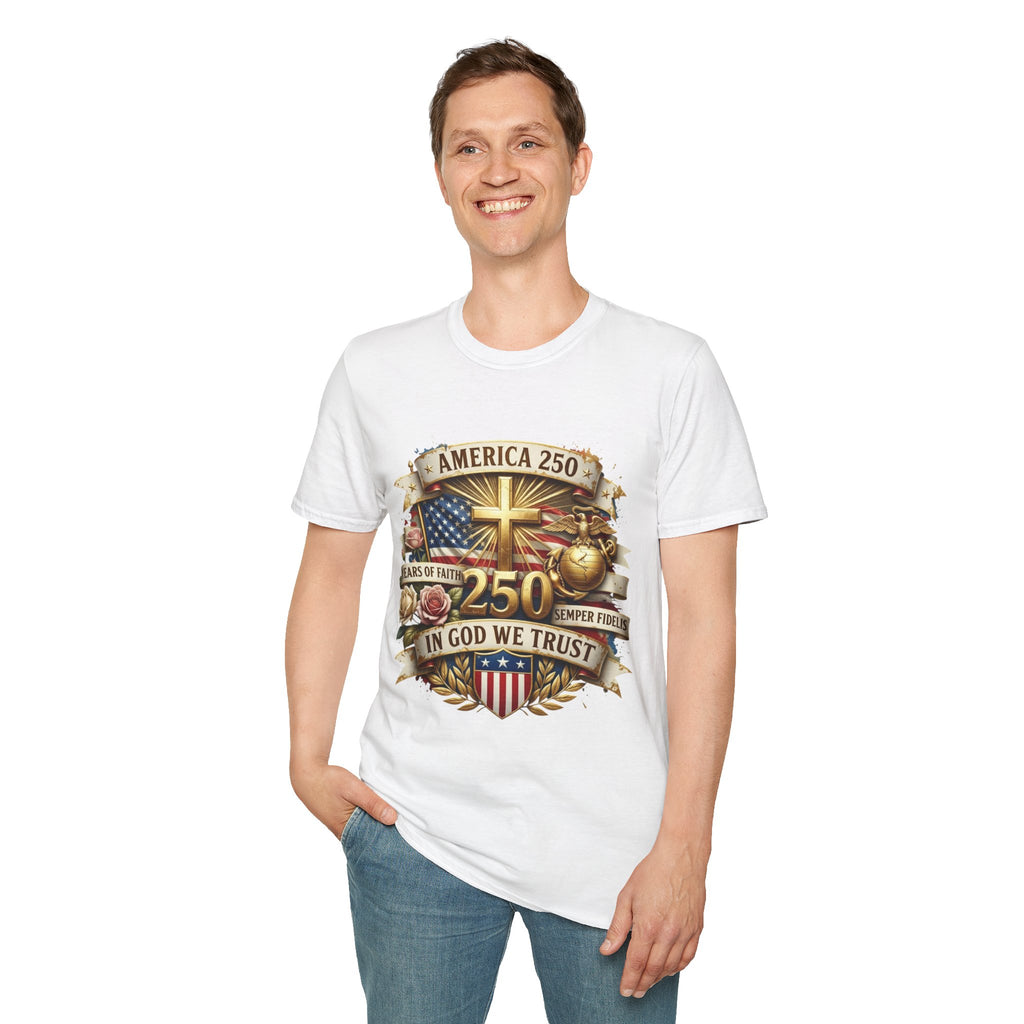 America 250 Christian T-Shirt — "In God We Trust" Patriotic Faith Tee