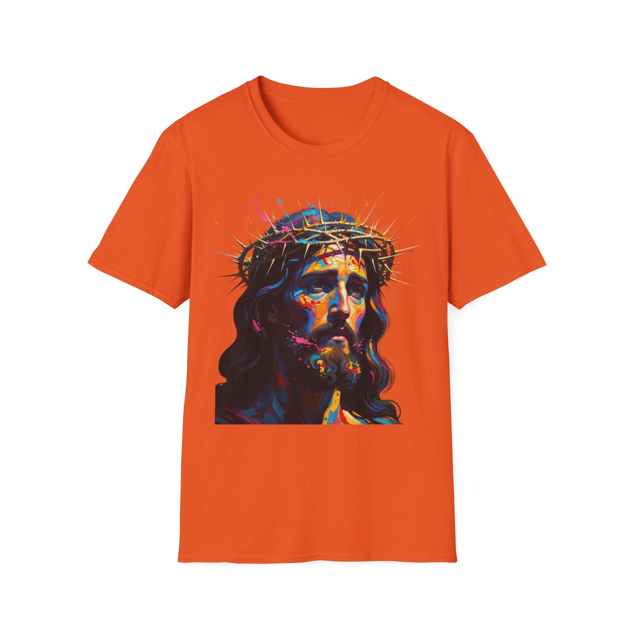 Jesus with Crown of Thorns T-Shirt | Colorful Portrait, Religious Christian Tee
