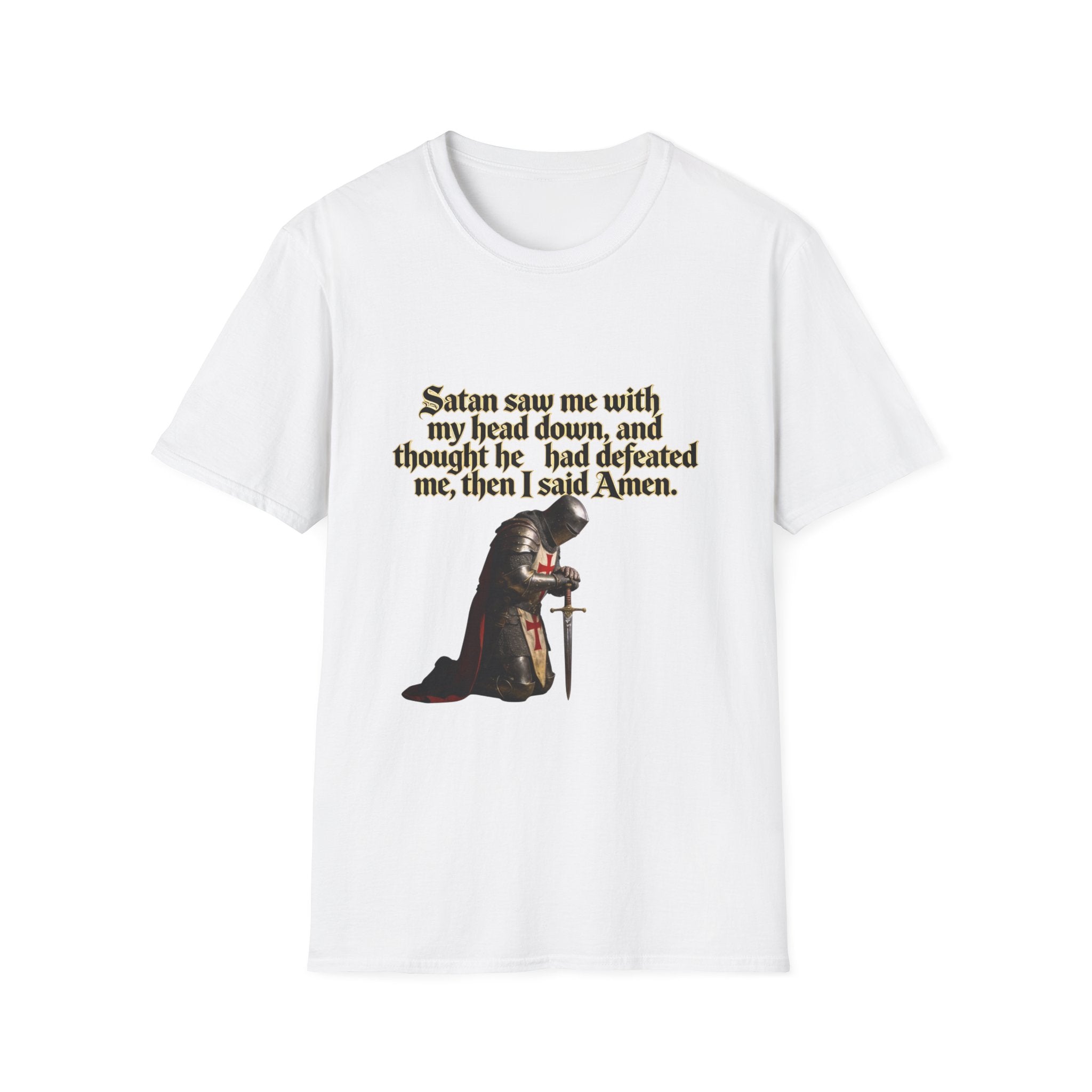 Christian Prayer T‑Shirt — "Satan Saw Me…Then I Said Amen" Faith Tee