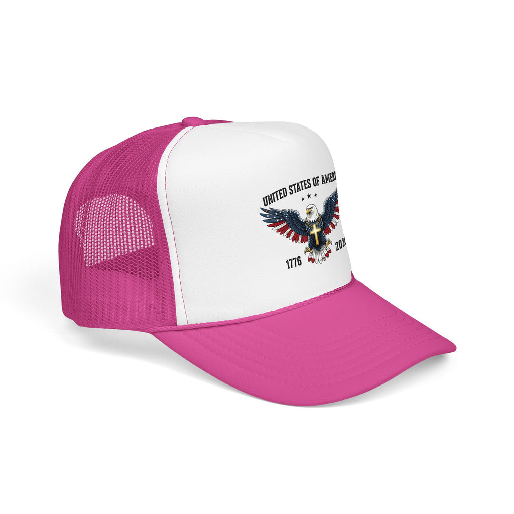 American Eagle Trucker Hat – Patriotic Cross & Flag Design