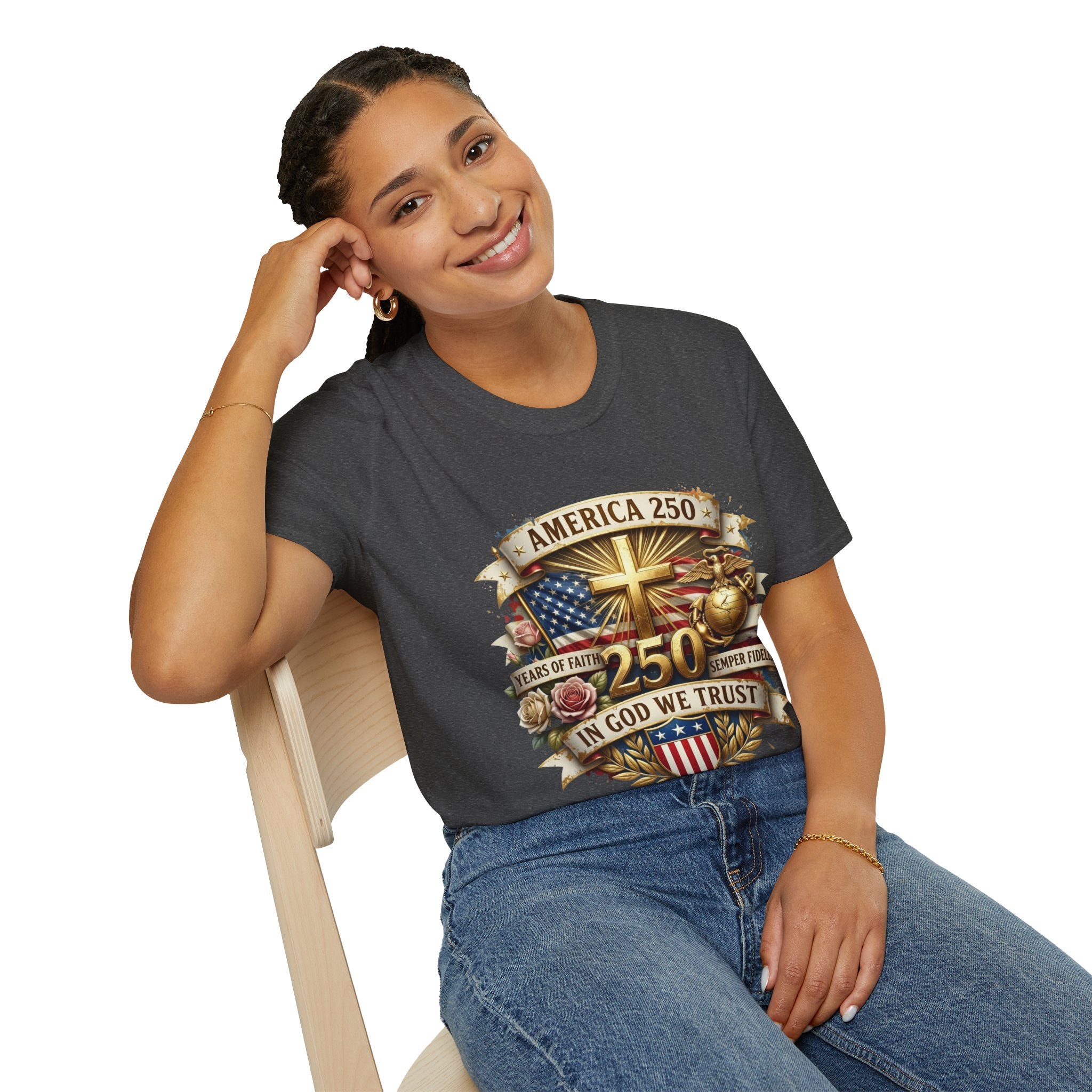 America 250 Christian T-Shirt — "In God We Trust" Patriotic Faith Tee