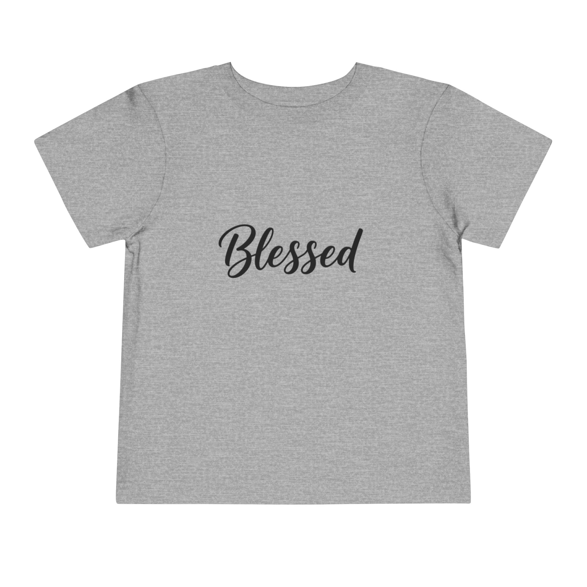 Blessed Toddler Tee — White Short Sleeve Baby Shirt with Script Text