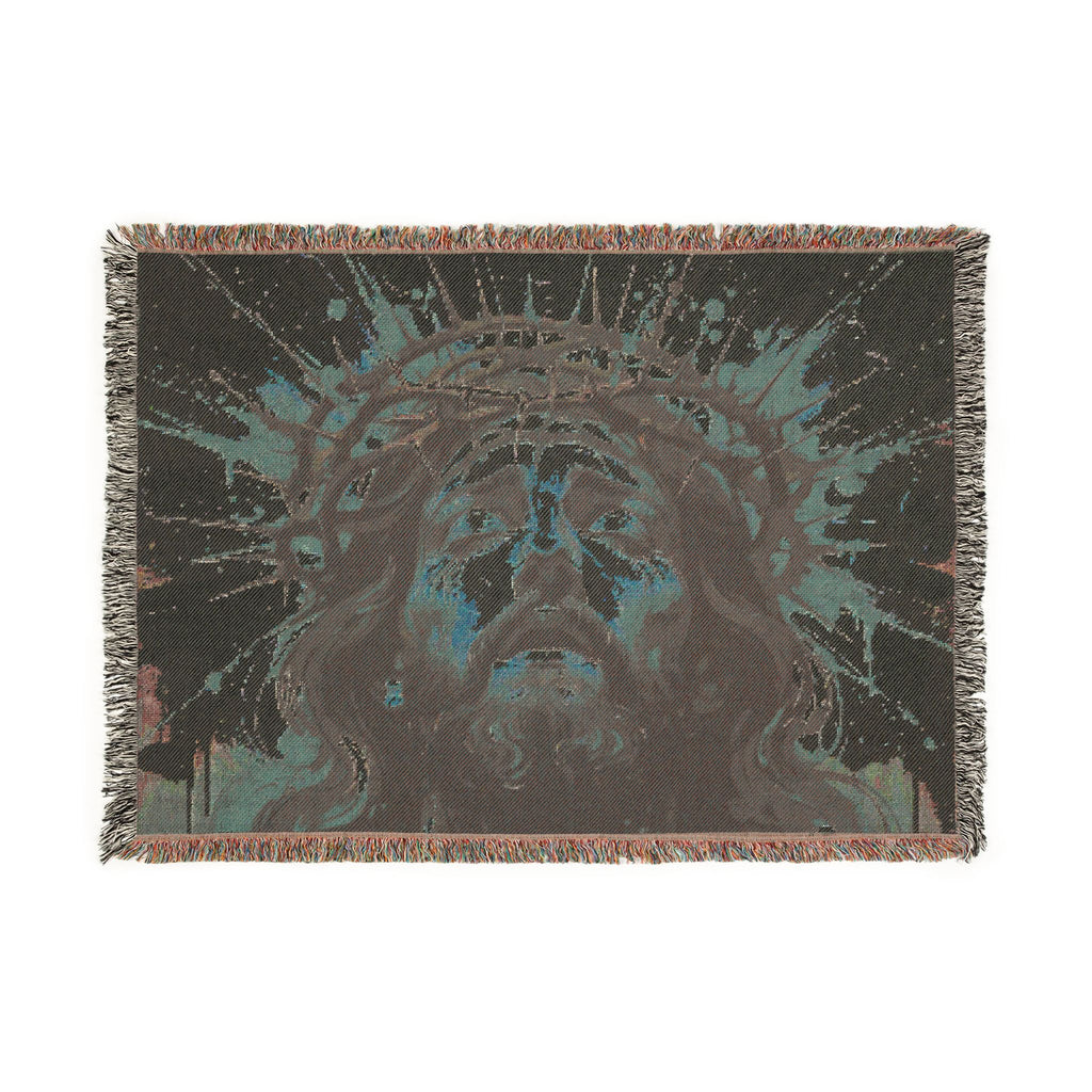 Woven Blanket — Jesus with Crown of Thorns Tapestry Throw (Religious Christian Gift)