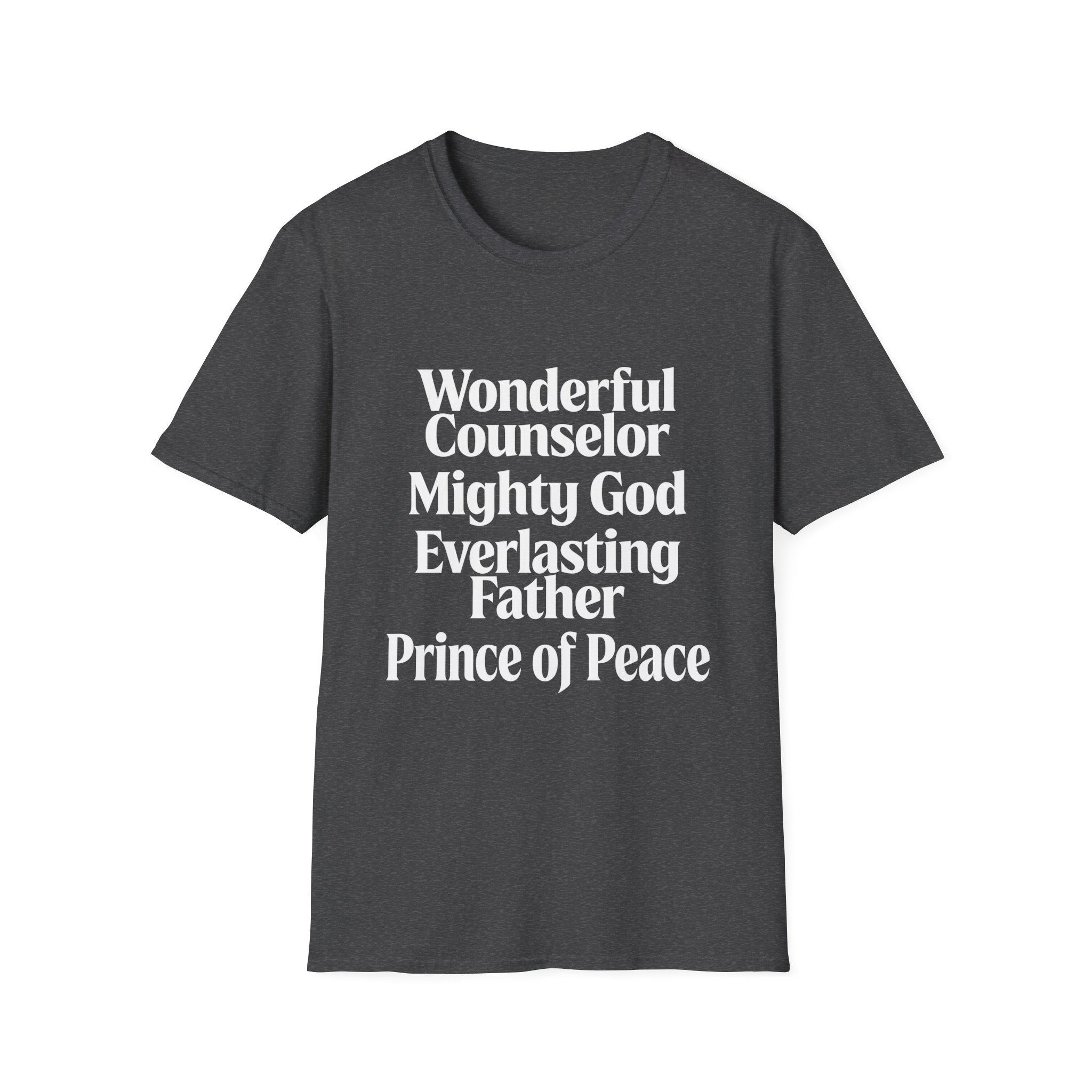 Names of Jesus from Isaiah T-Shirt — Plain Softstyle Crew Tee